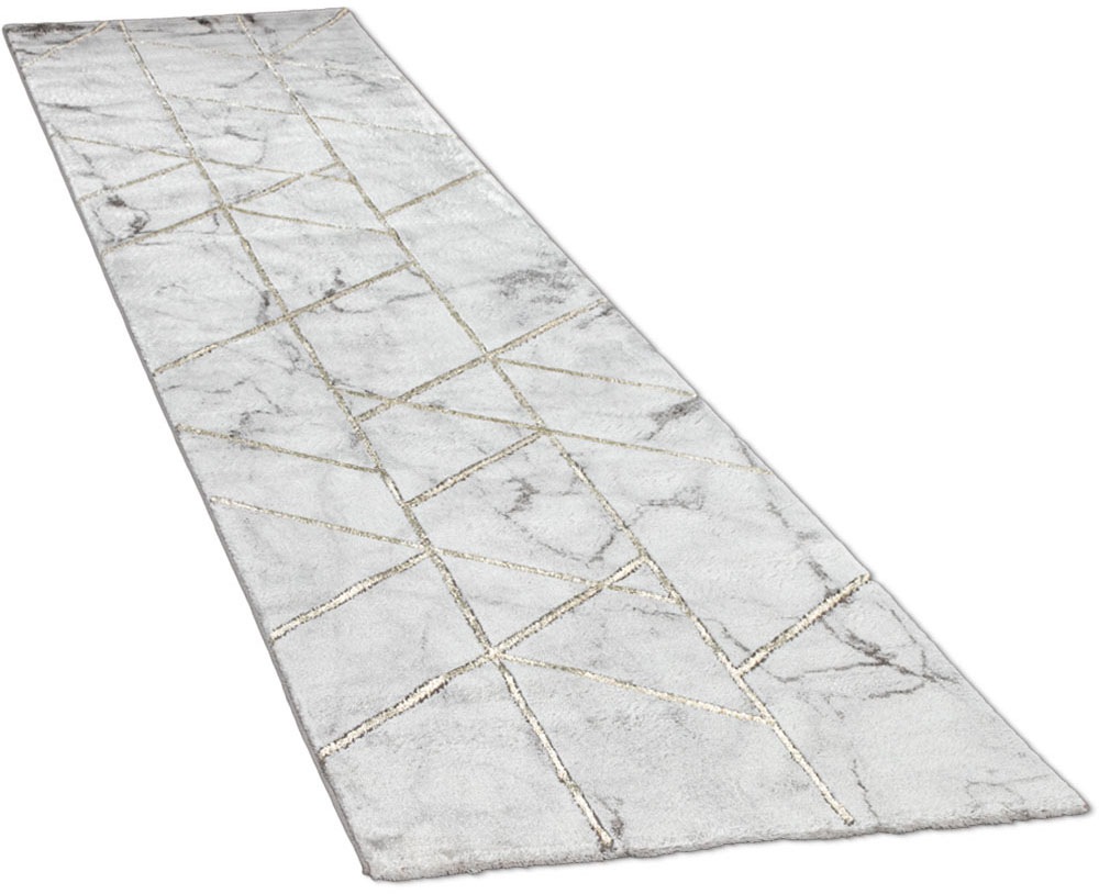 Image of Paco Home Läufer »Kraft 524«, rechteckig, 17 mm Höhe, Teppich-Läufer, Kurzflor, modernes Marmor-Design, mit gold- oder silberfarbenen Akzenten, ideal im Flur & Schlafzimmer bei Ackermann Versand Schweiz
