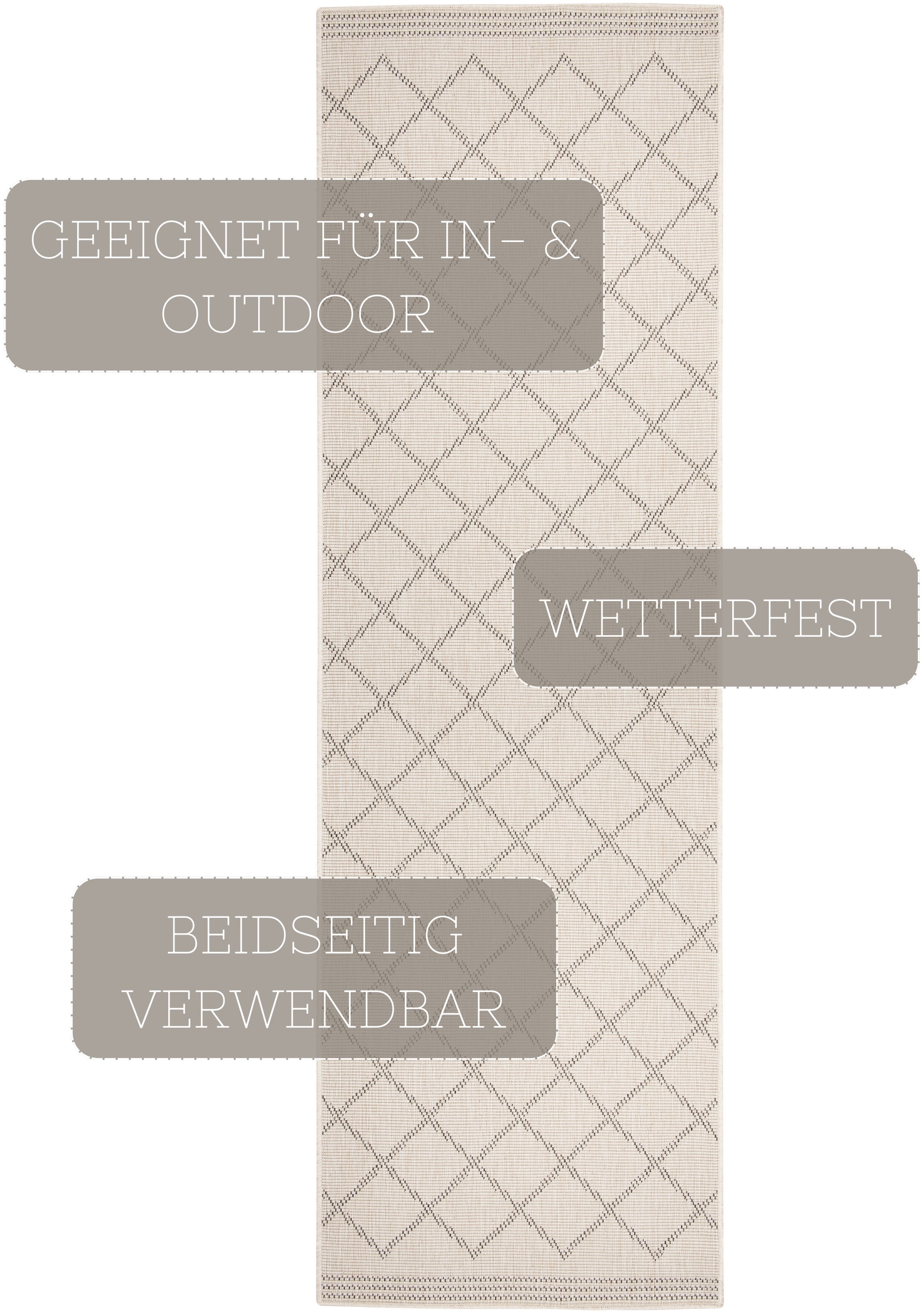 NORTHRUGS Teppich »Corsica Wendeteppich«, rechteckig, 5 mm Höhe, In-& Outdoor, Wetterfest, Balkon, Läufer, Wohnzimmer, Wasserfest