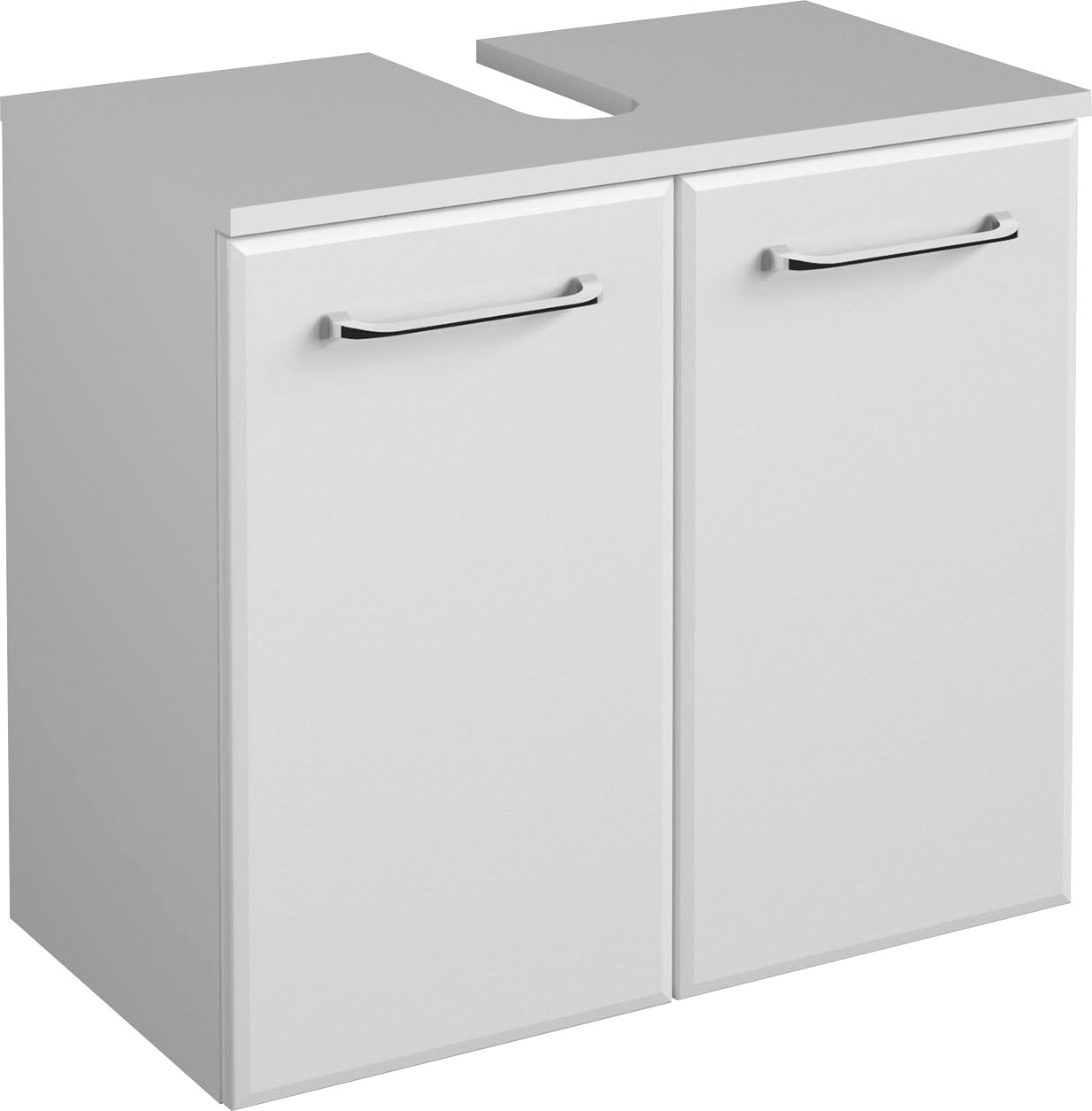 Saphir Armoire sous lavabo »Quickset Unterbeckenschrank, 60 cm breit, 2 Türen, ohne Waschbecken« Armoire sous lavabo avec amortisseur de porte, poignées chromées brillantes