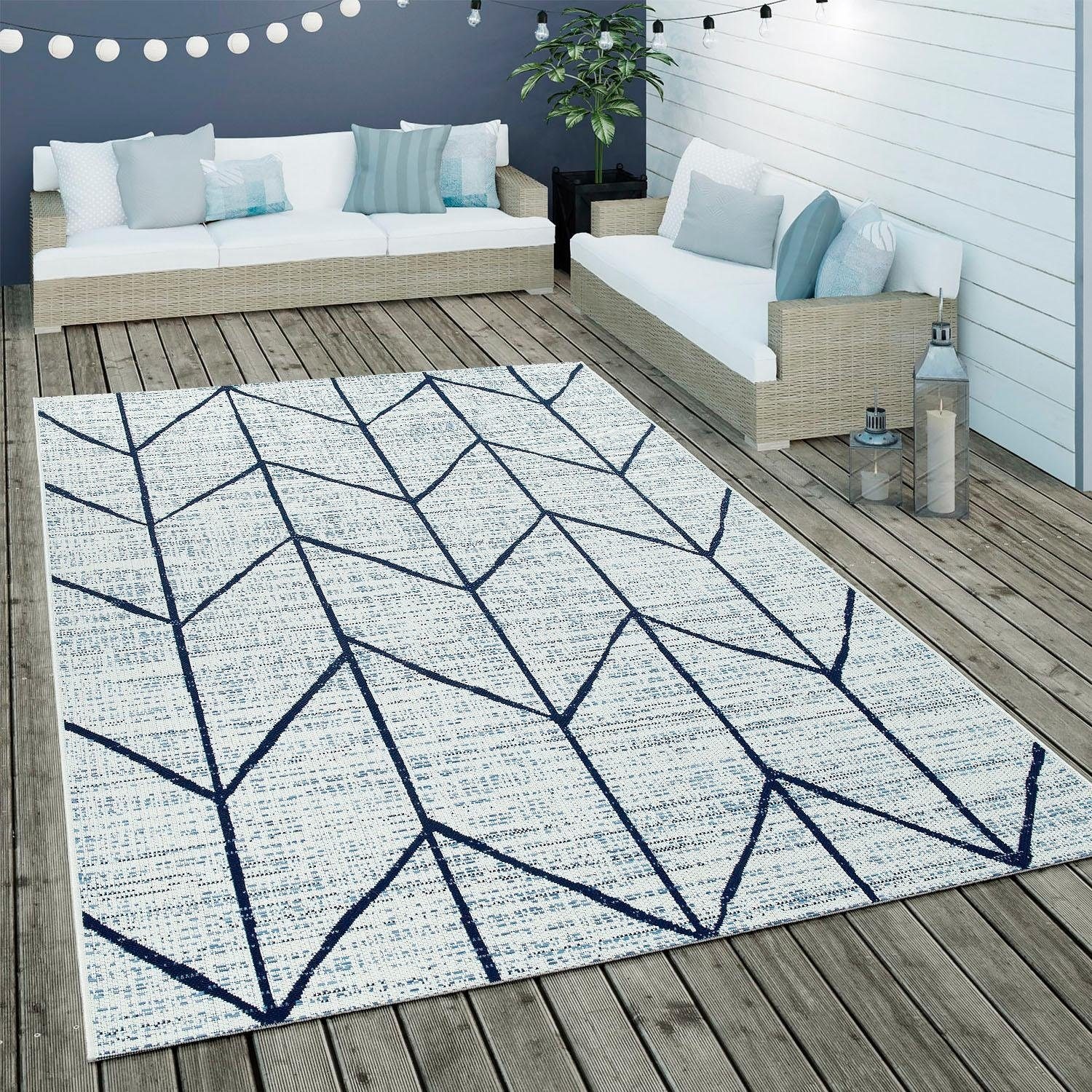 Paco Home Tapis »Kortrijk 741« Rectangulaire 4 mm Höhe Flachgewebe, modernes Design, In- und Outdoor geeignet, Wohnzimmer