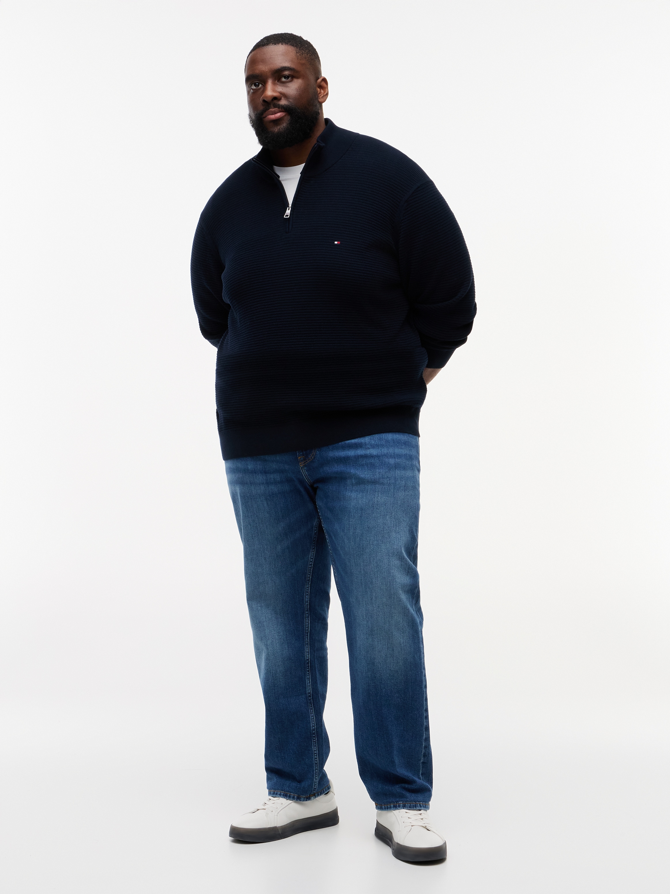 Tommy Hilfiger Big & Tall Pull en tricot »BT-SEASONAL STRUCTURE ZIP MOCK« Grosse Grössen,