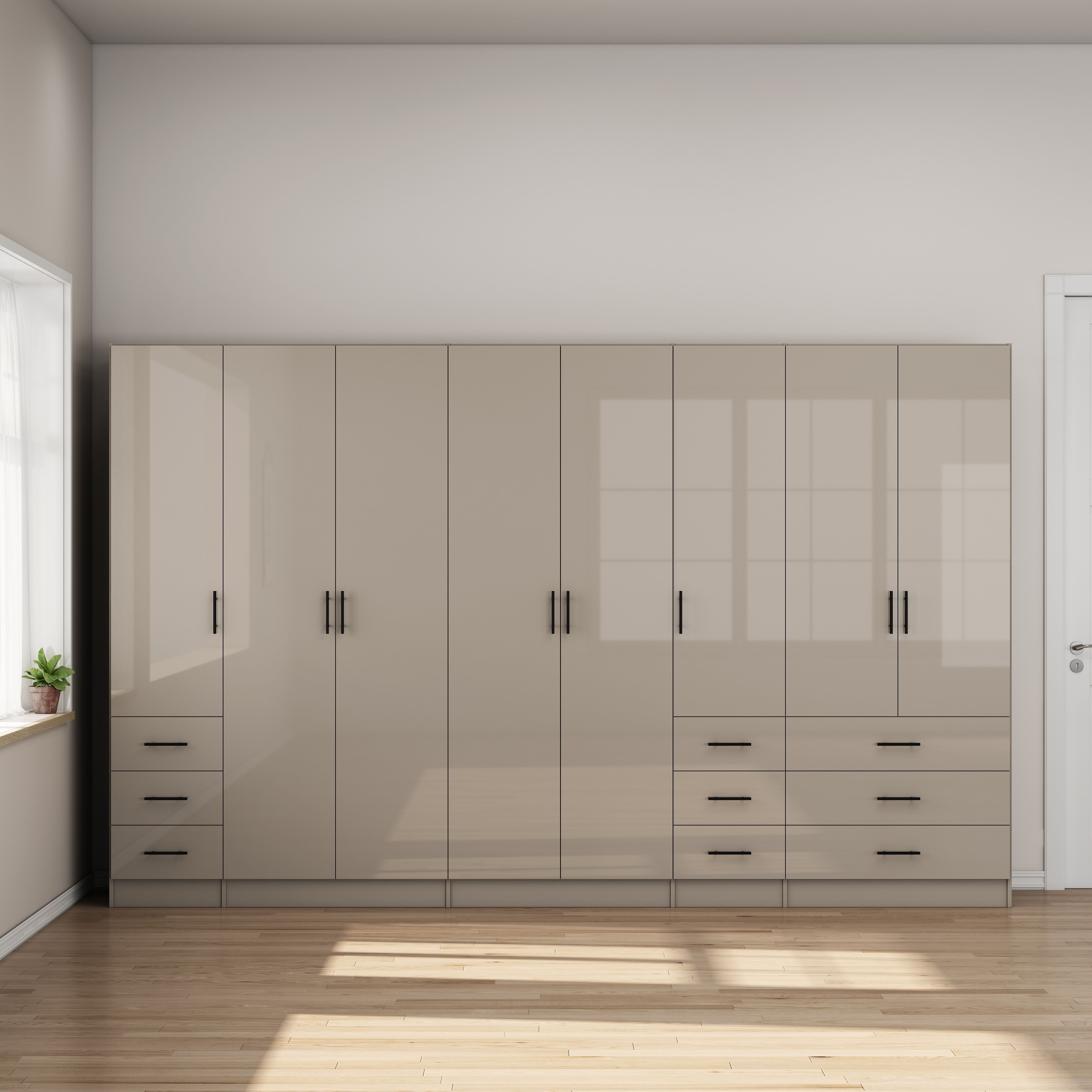 GOODproduct Kleiderschrank »Trento Schlafzimmerschrank Garderobe hochglanz« Schrank mit 8 Türen und 9 Schubladen, hochglänzende Fronten