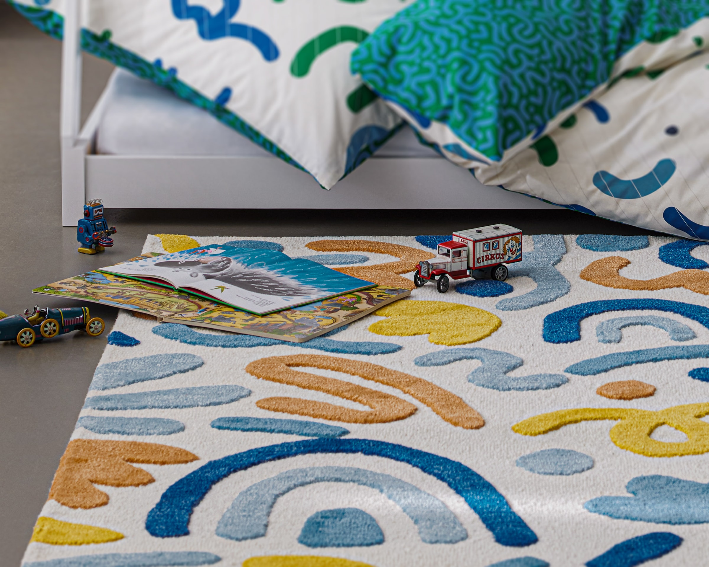 SMART KIDS Tapis pour enfants »Scribble« Rectangulaire 16 mm Höhe Kinderteppich, Hoch-Tief-Effekt, Schurwolle, handgetuftet, Spielzimmer