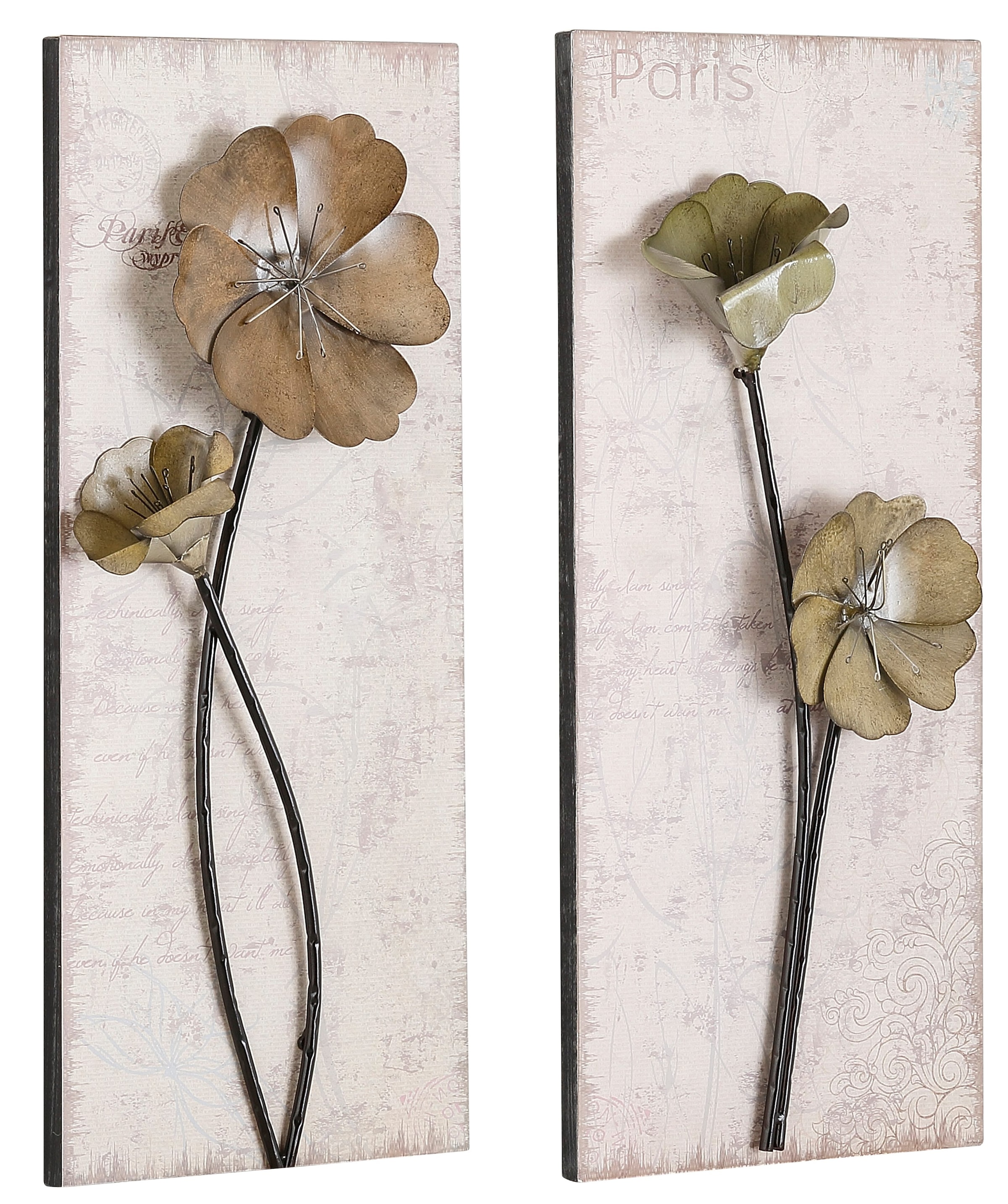 Image of HOFMANN LIVING AND MORE Wandbild "Used-Look-Optik" Blumen Blumenbilder Set, 2 Stk. tlg. 2x 30/71 cm
