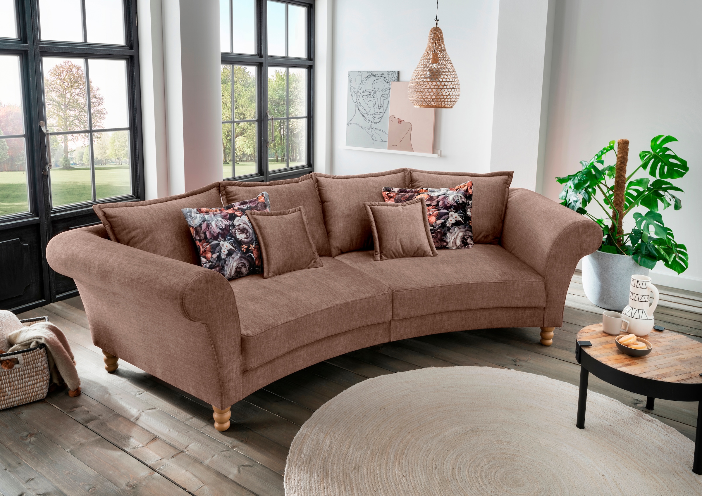 Home affaire Big-Sofa »Tassilo geschwungene Formensprache, bequem, Mega Sofa, Breite 350cm«