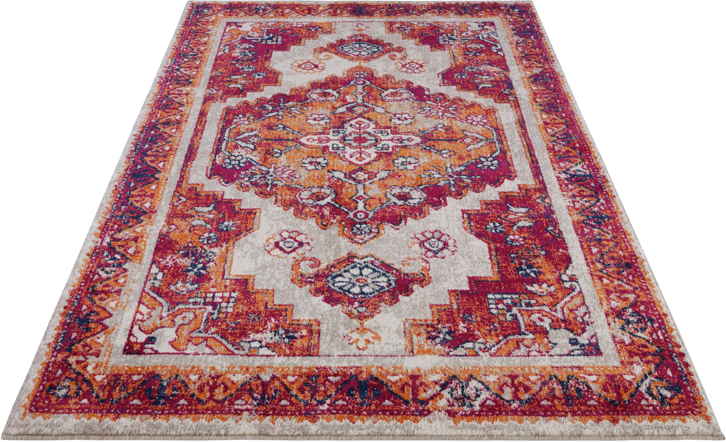 Image of NOURISTAN Teppich »Daber«, rechteckig, 10 mm Höhe, Kurzflorteppich, Orient Optik, Used Look, kräftige Farben, Wohnzimmer, Schlafzimmer, Robust, Pflegeleicht, Gekettelt bei Ackermann Versand Schweiz