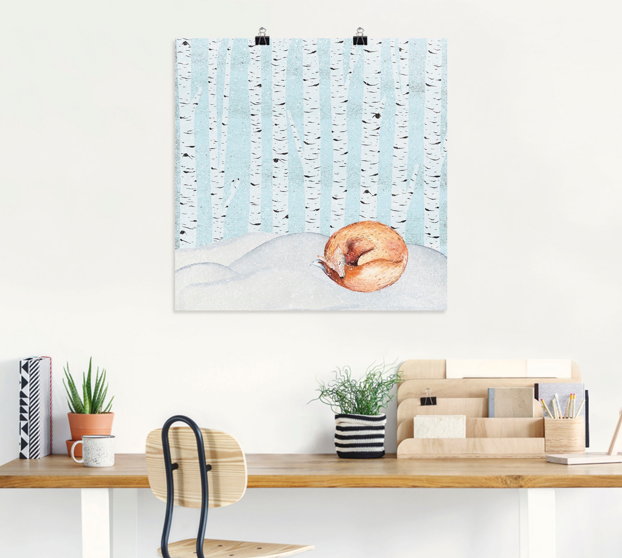 Artland Poster »Winter Wunderland Schlafender Fuchs«, Tiere, (1 St.), als Alubild, Leinwandbild, Wandaufkleber oder Poster in versch. Grössen