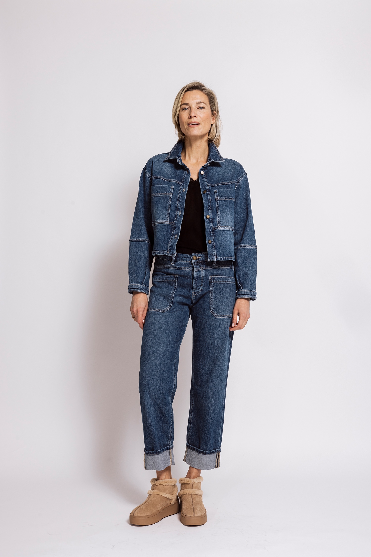Zhrill Jeans large »KARLI« jeans avec revers, en mélange de coton avec élasthanne