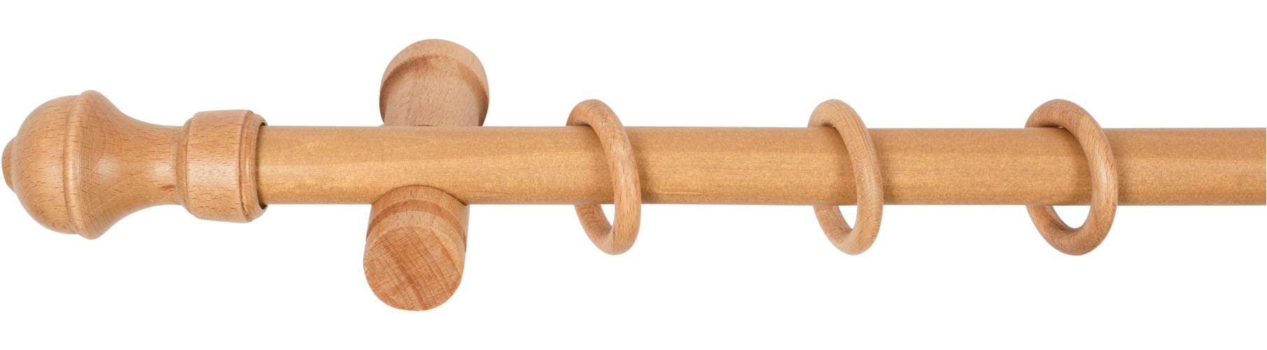 SN DECO GROUP Tringle à rideaux »Ares« 1 course-läufig Dimension fixe 28 mm, bois, différentes longueurs et couleurs, kit complet