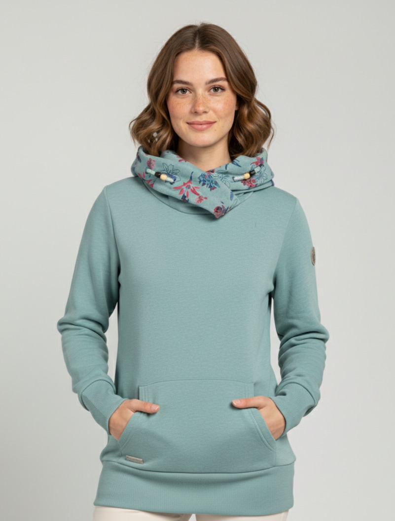 Ragwear Sweatshirt »ANGELLIKA FLOWERS O«, mit asymmetrischem Schalkragen