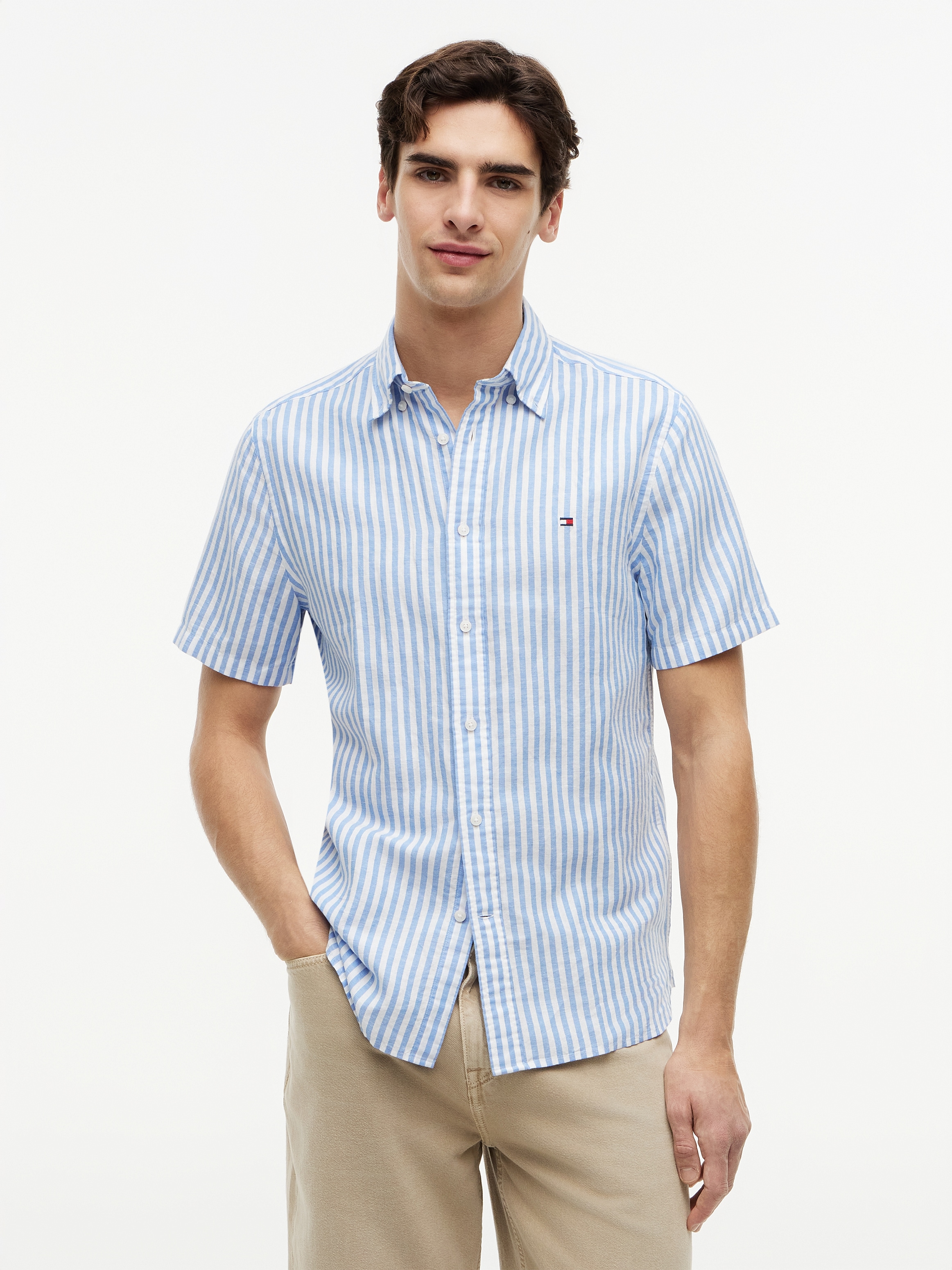Tommy Hilfiger Chemise à manches courtes »LINEN BLEND BENGAL STP SS RF SHT« Regular Fit  aus Leinenmix mit Bengalstreifen