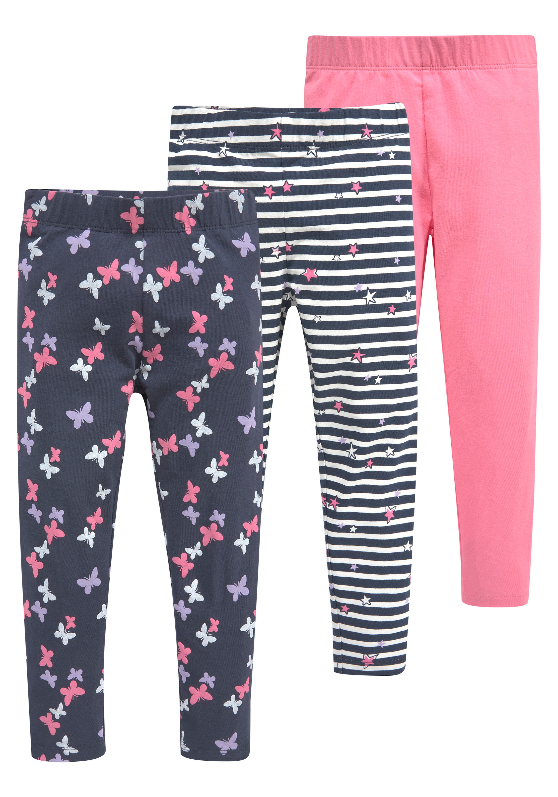 Image of KIDSWORLD Leggings "3er Pack Leggings für kleine Mädchen" mit unterschiedlichen Mustern und Farben