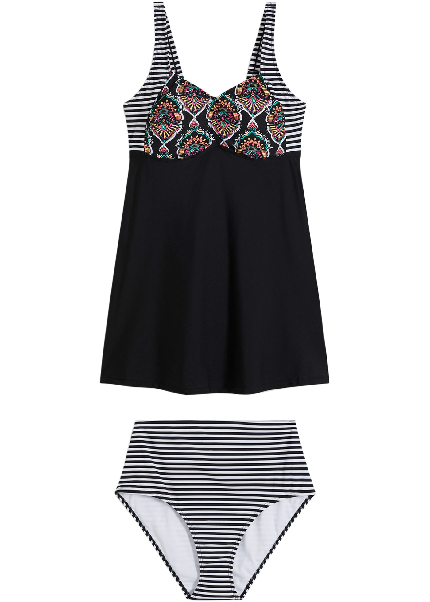bonprix Tankini »Long-Tankini (2-tlg. Set) mit Highwaist-Bikinihose« Set, 2, 2 Stk. Long-Tankini (2-tlg. Set) mit Highwaist-Bikinihose