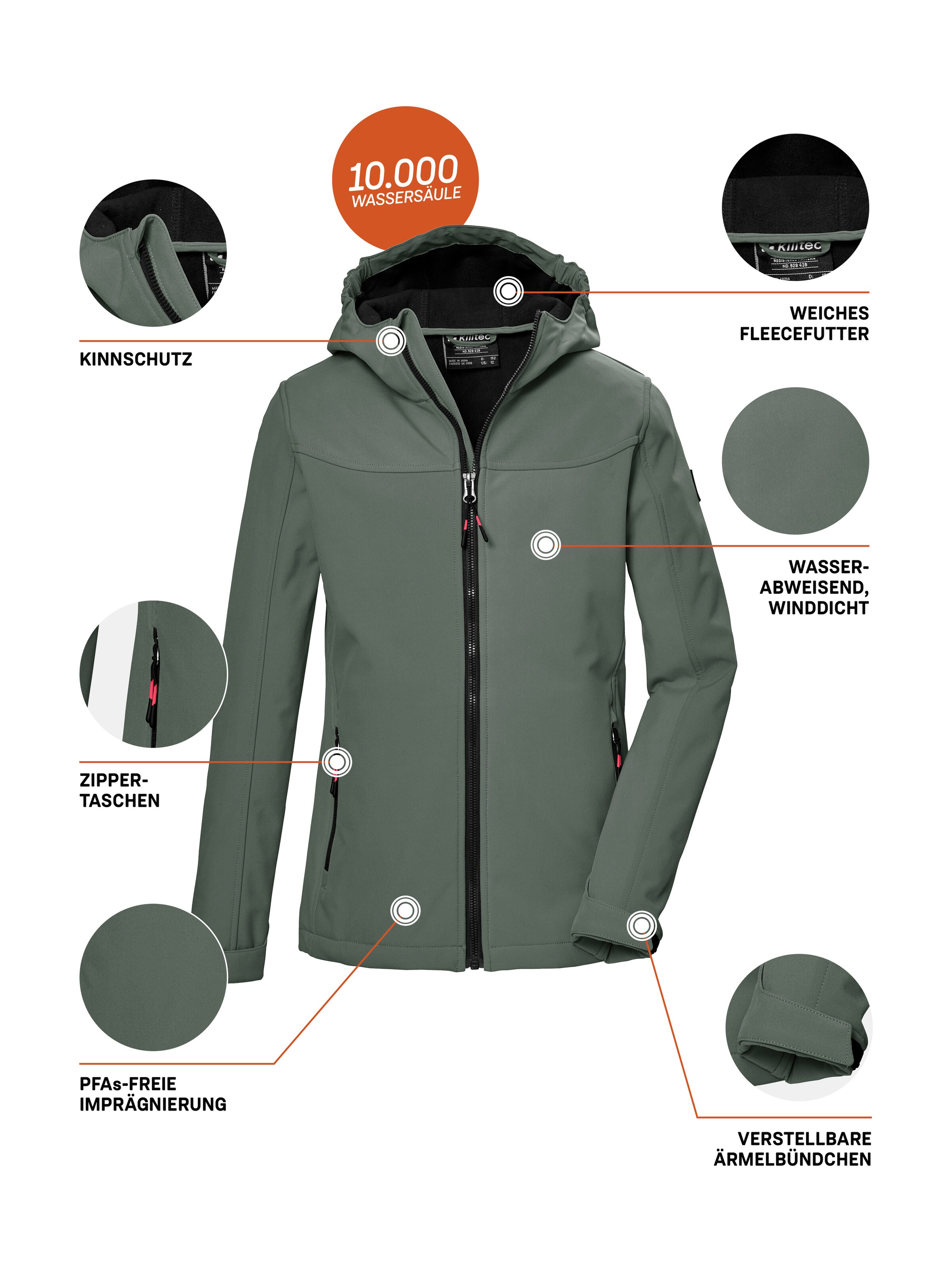 Killtec Softshelljacke »KOS 145 GRLS SFTSHLL JCKT«, Wind- und wasserabweisende Mädchenjacke, atmungsaktiver Mesh-Einsatz