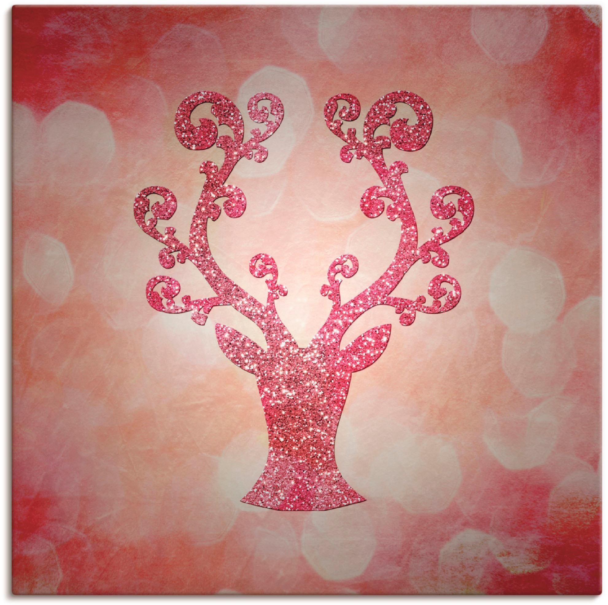 Image of Artland Leinwandbild "Rosa glitzerndes Reh" Wildtiere 1 Stk. tlg. auf Holzrahmen gespannt