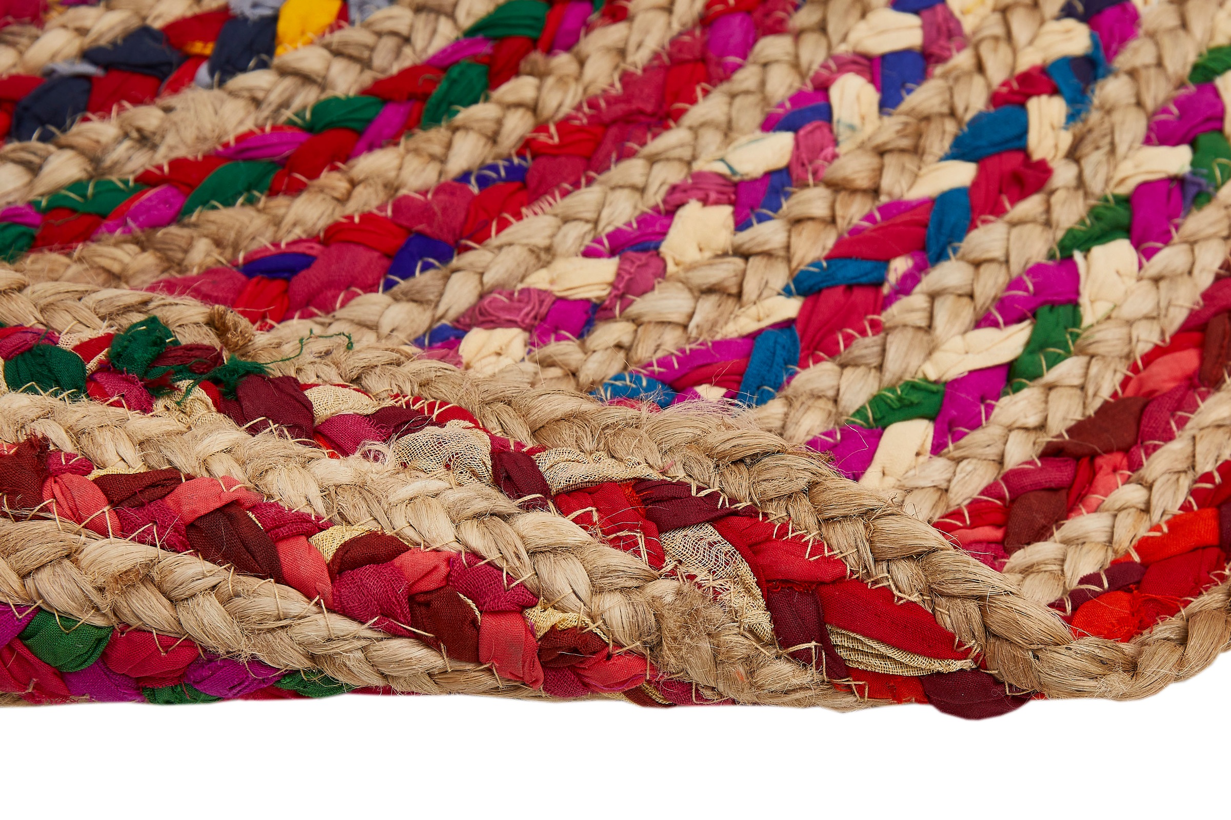 Barbara Becker Teppich »Ethno« rund 4 mm Höhe Flachgewebe, handgeflochten, Ø 80 cm, aus Jute & recycelte Baumwolle