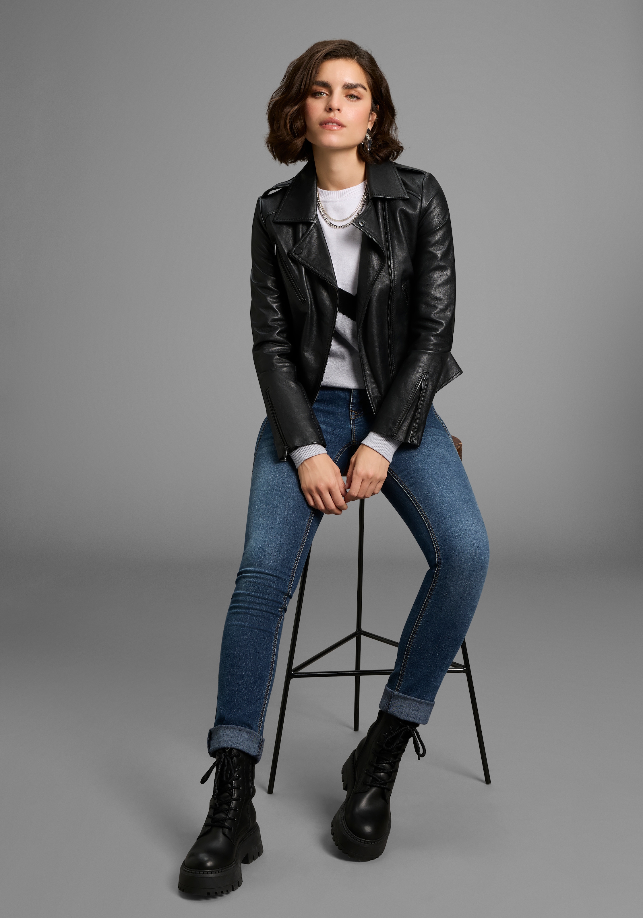 Laura Scott Rundhalspullover, mit Zickzackmuster - NEUE KOLLEKTION