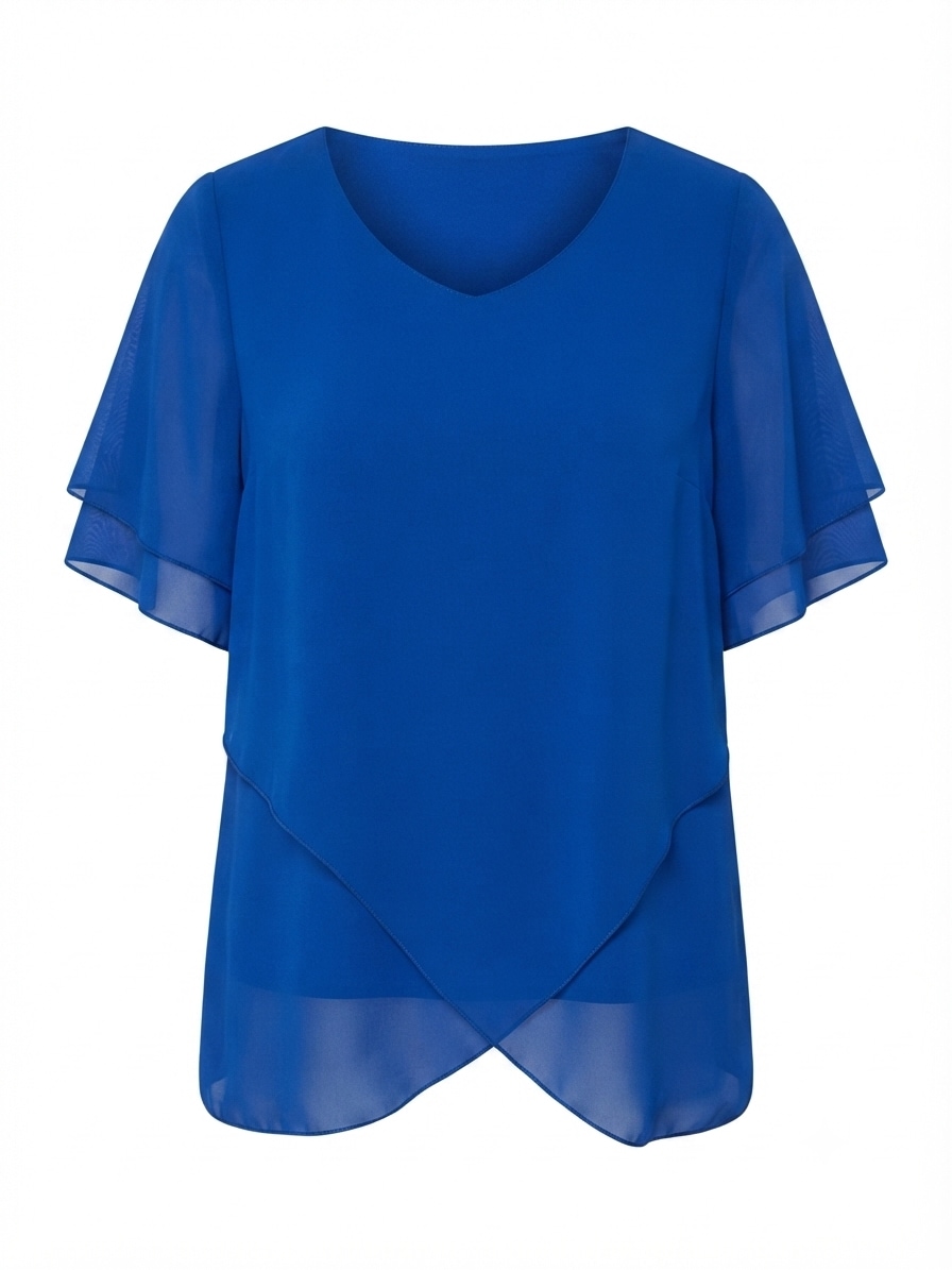 Seidel Moden Blouse à manches courtes style superposition / encolure en V arrondie / FABRIQUÉ EN ALLEMAGNE