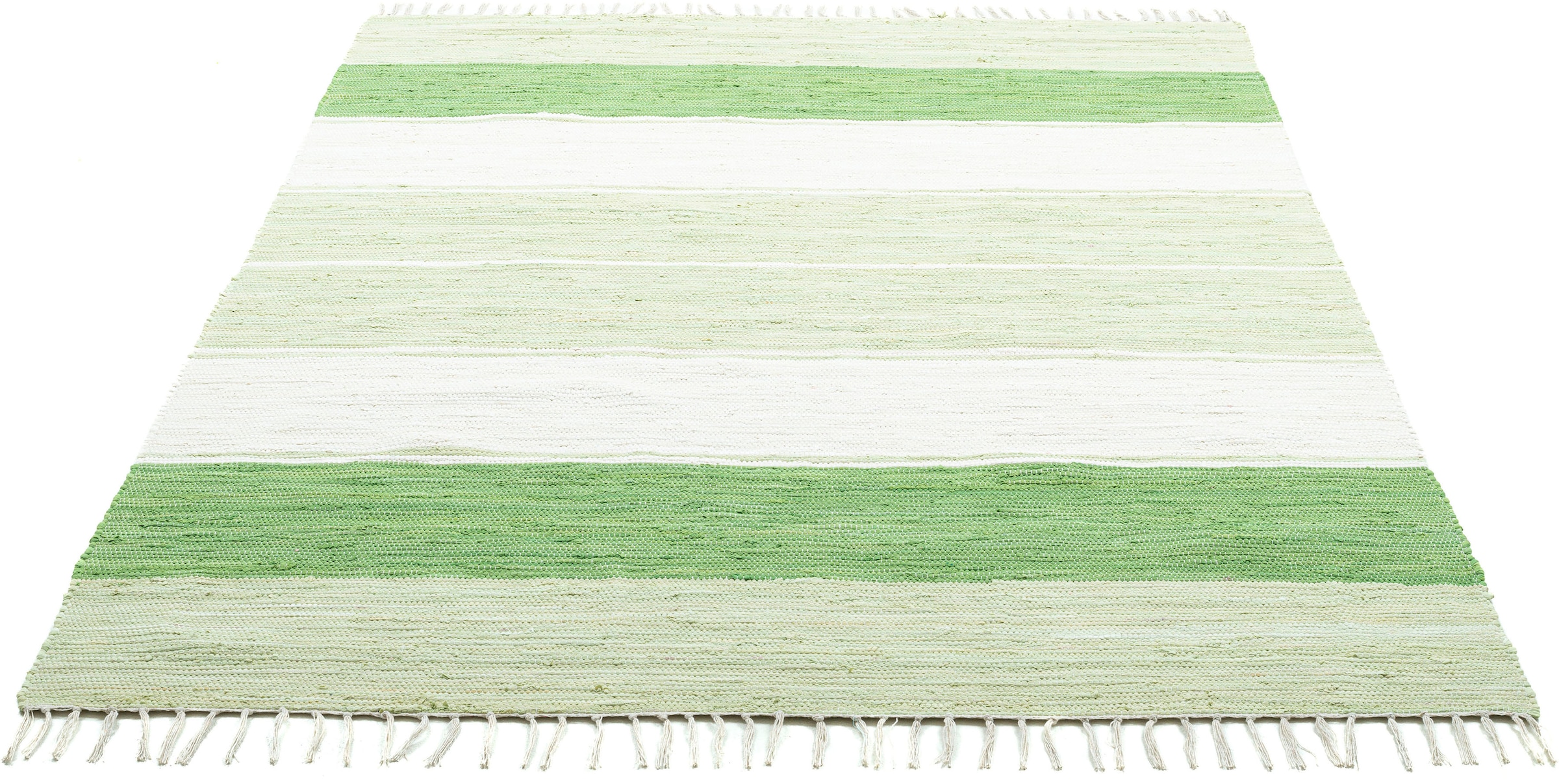 ♕ THEKO Teppich »Stripe Cotton«, Fransen mit reine auf versandkostenfrei gestreift, Flachgewebe, rechteckig, handgewebt, Baumwolle