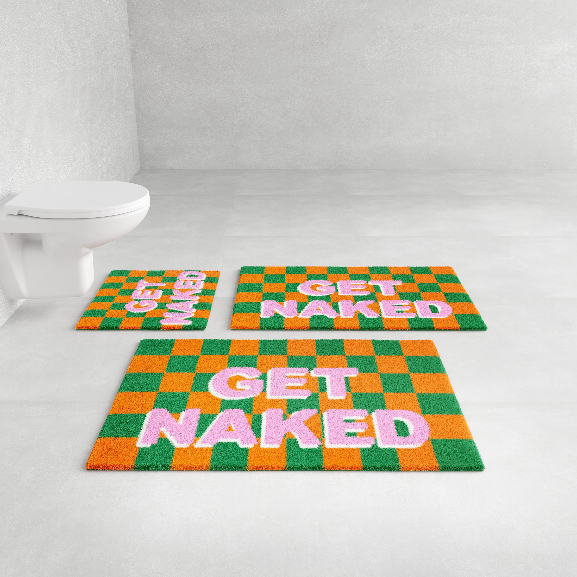 Image of GOODproduct Badematte "Get Naked, modern, Badvorleger, Badezimmer Teppich" Höhe 20 mm rutschhemmend beschichtet schnell trocknend Badteppich, mit Schriftzug, 2 Varianten, rechteckig