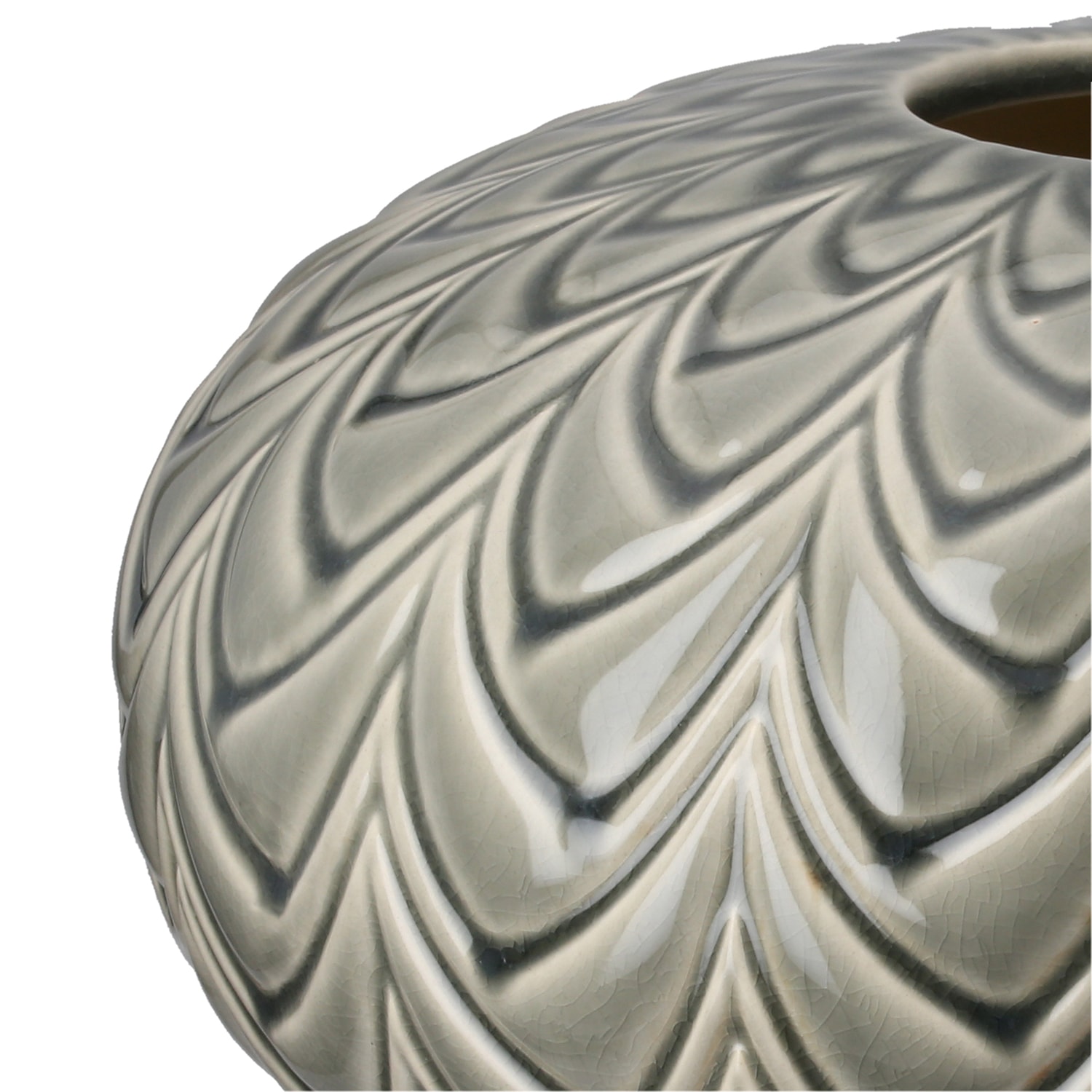 GILDE 1100000002199 »Vase bauchig Lamello grün H. 15 cm« Vase, Lamello, Strukturvase, dekorativ, hochwertig, Bodendeko