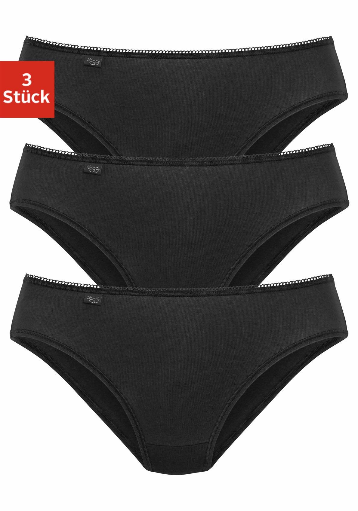 sloggi Jazz-Pants Slips »24/7 Cotton Tai C3P«, (3er Pack), Elastikbund mit Spitze, Flache Nähte