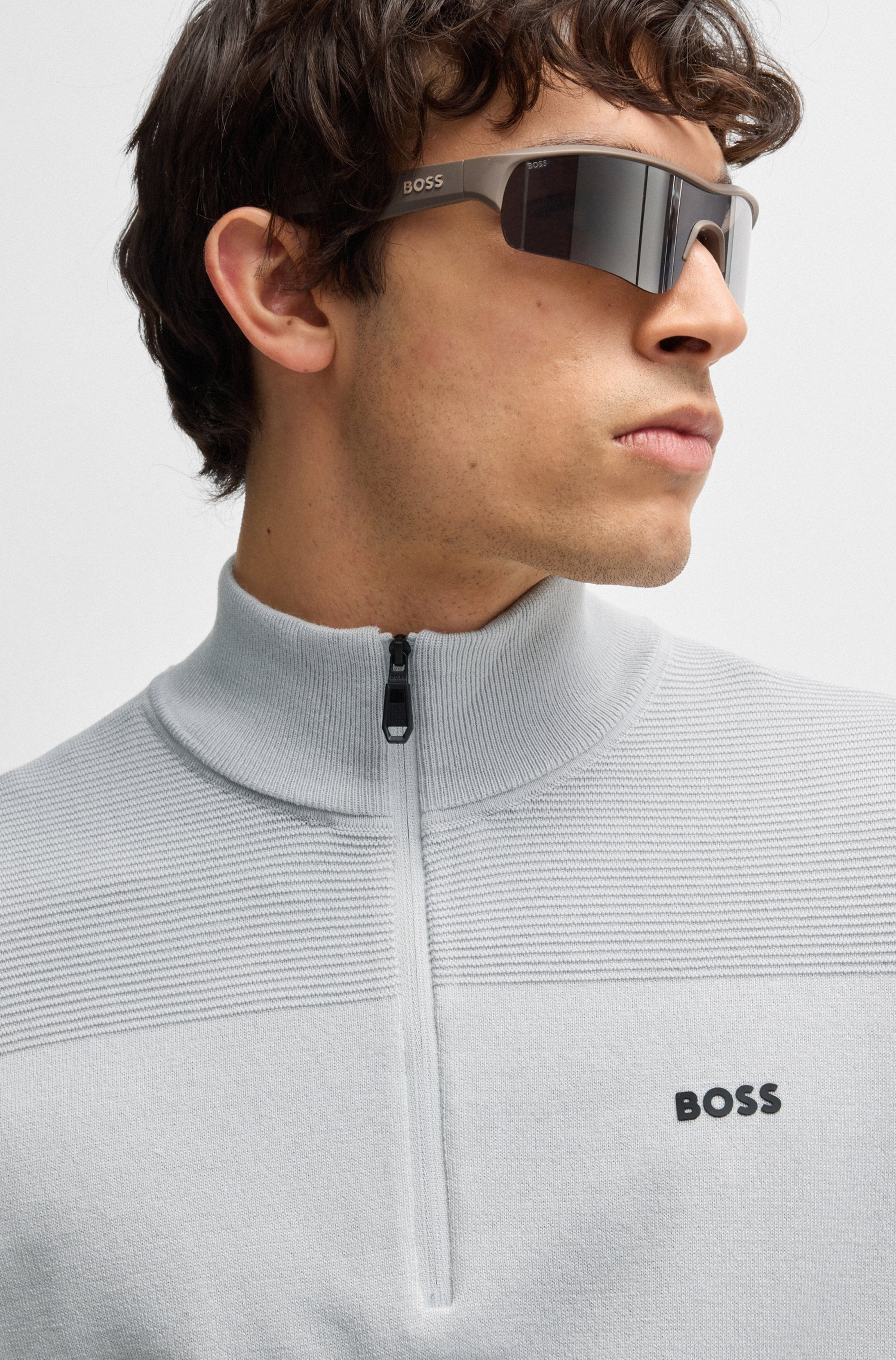 BOSS GREEN Strickpullover »Momentum-X QZ«, mit Reissverschluss