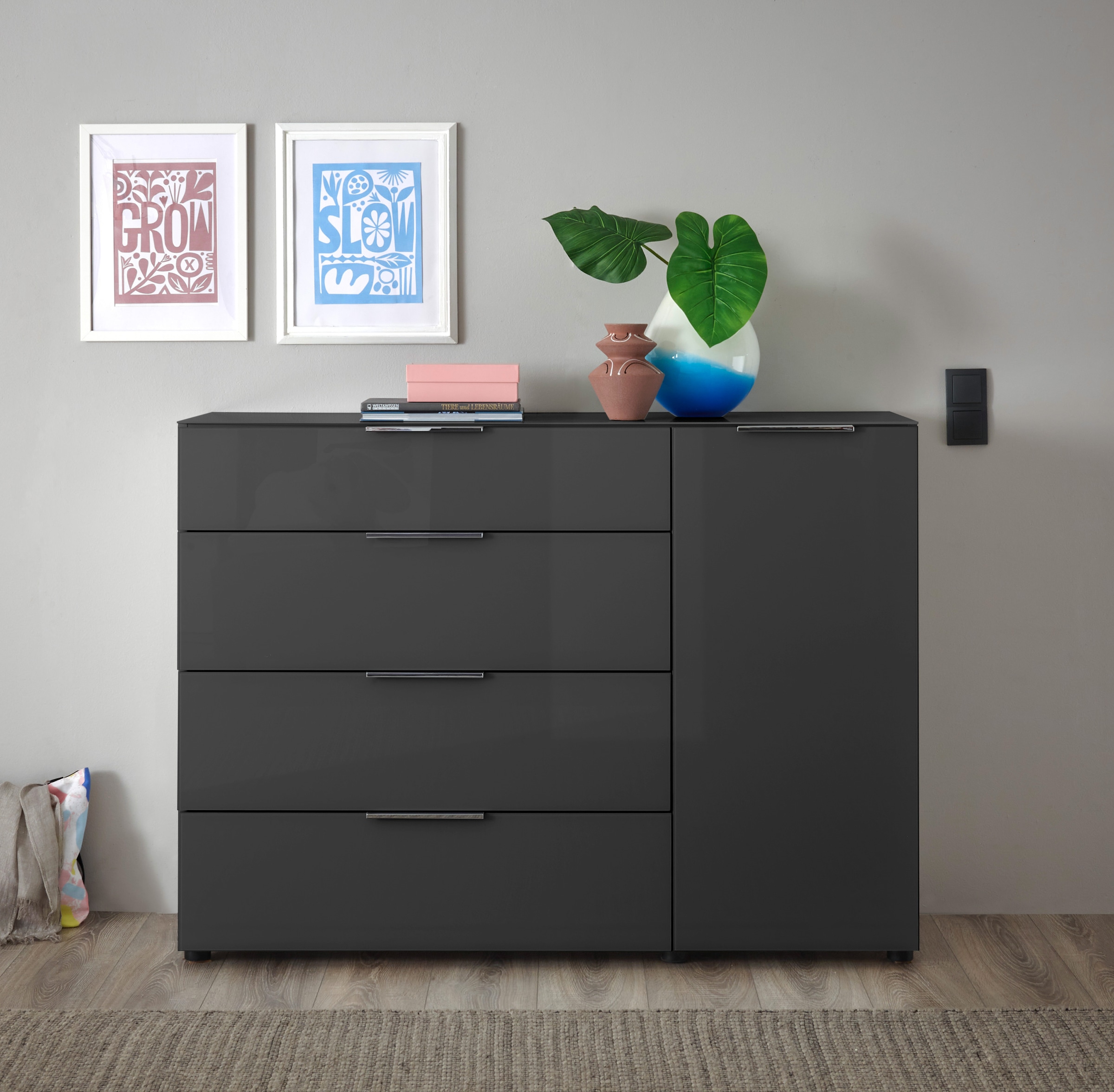 HBZ Commode »Santorin, BxHxT 135x99x40 cm« 1 cuis tlg. Largeur 135 cm, softclose pour portes et tiroirs, revêtement mélaminé
