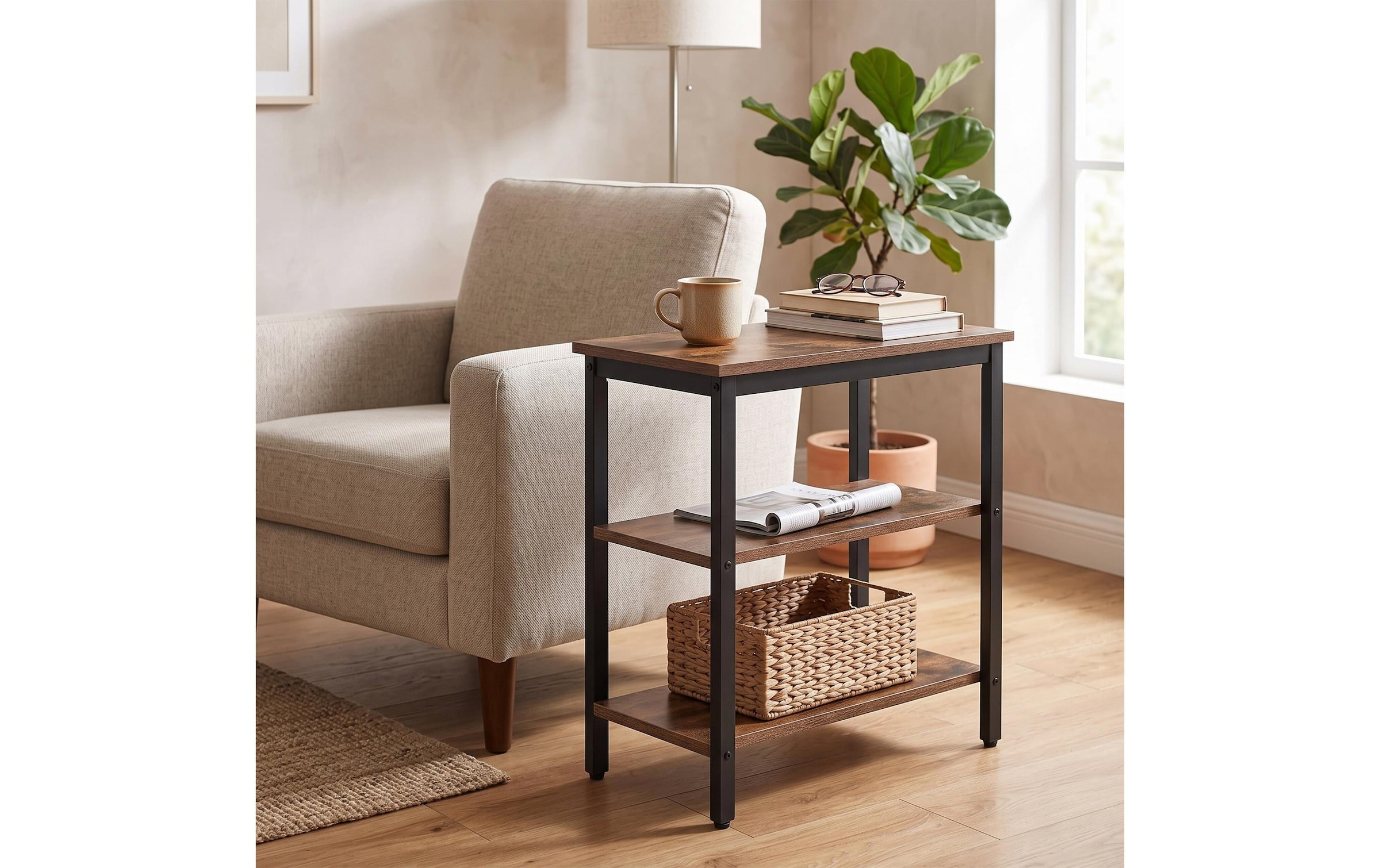 relaxdays Beistelltisch »Beistelltisch 60 x 61 cm, Schwarz/Braun«
