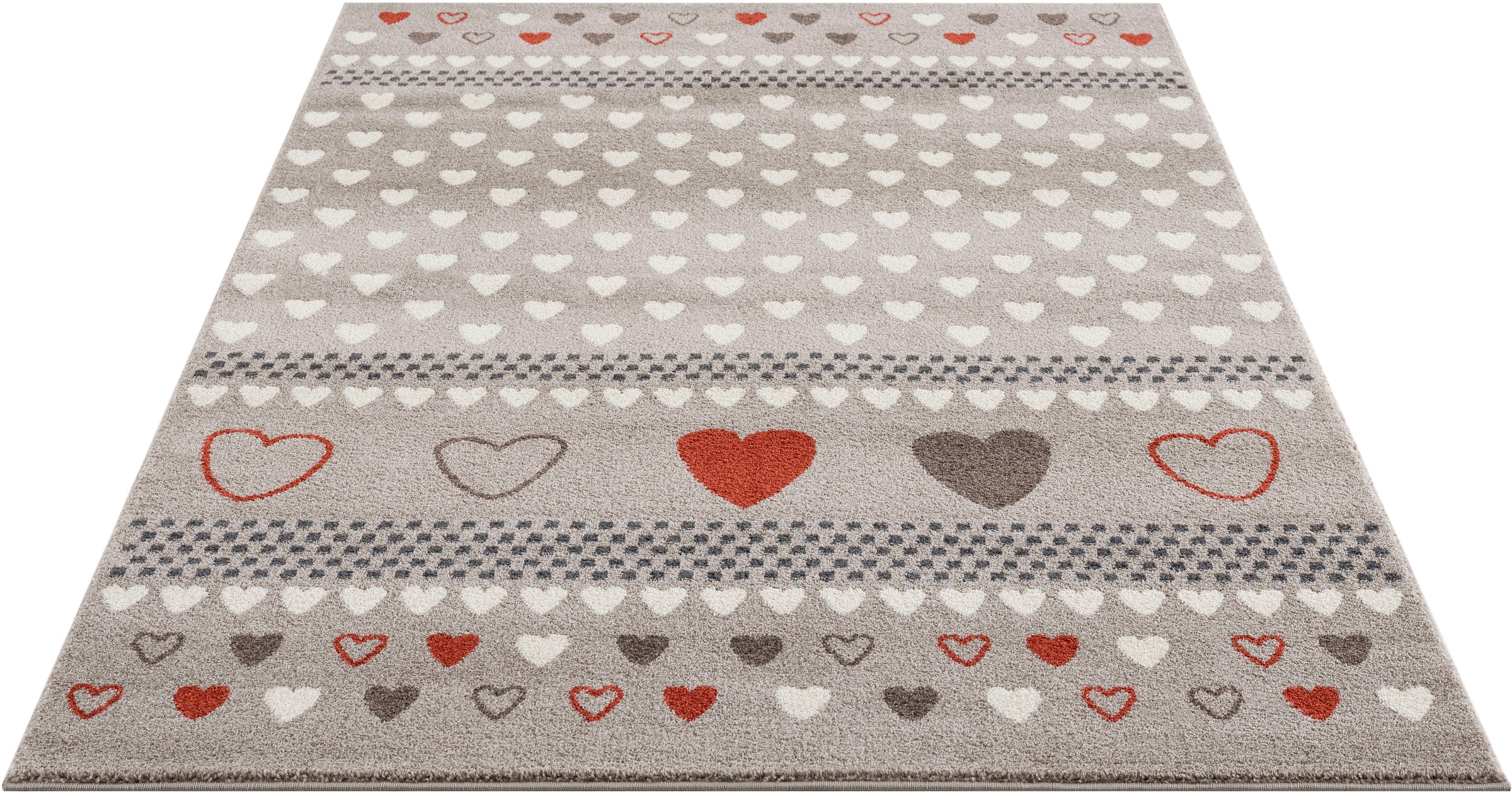 Image of Lüttenhütt Kinderteppich »Marie«, rechteckig, 14 mm Höhe, Kurzflor-Teppich, weiche Haptik, Design mit Herzen, ideale Teppiche fürs Kinderzimmer bei Ackermann Versand Schweiz