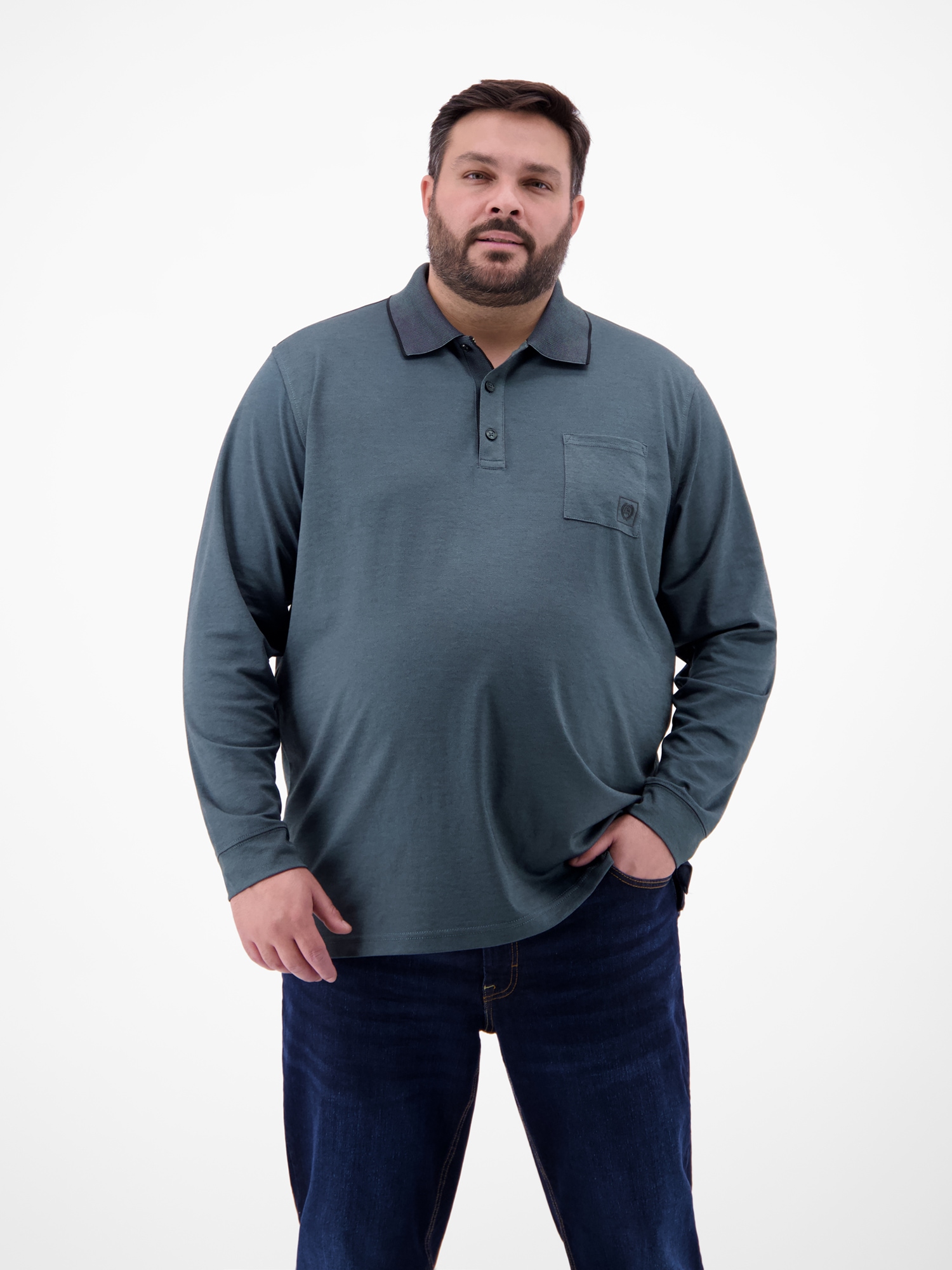 LERROS Poloshirt »Langarm Polo mit Brusttasche in Grossen Grössen«