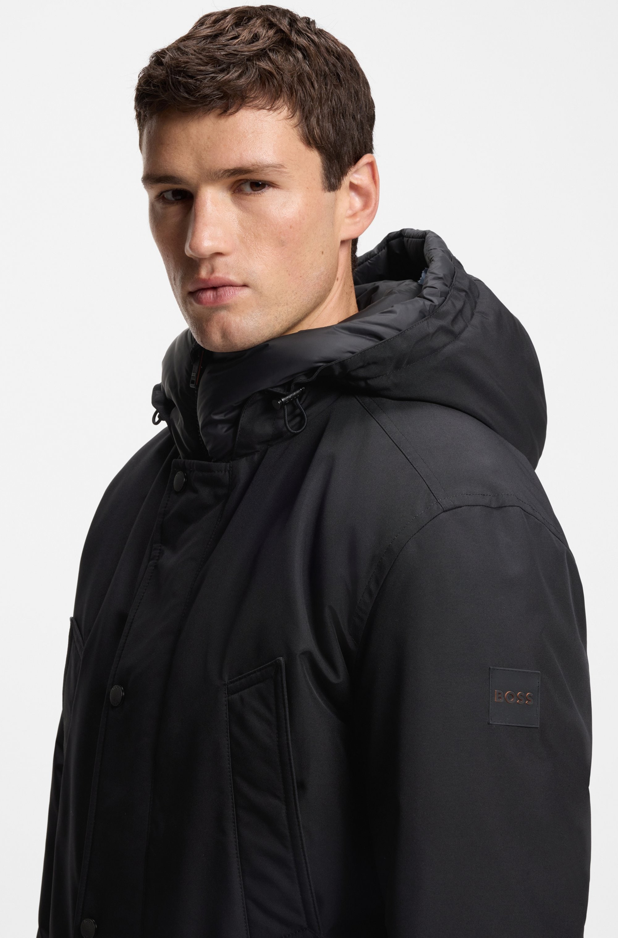 BOSS ORANGE Parka »Osiass«, mit Kapuze, relaxed fit, mit wattierter Kapuze, verdeckter Reissverschluss