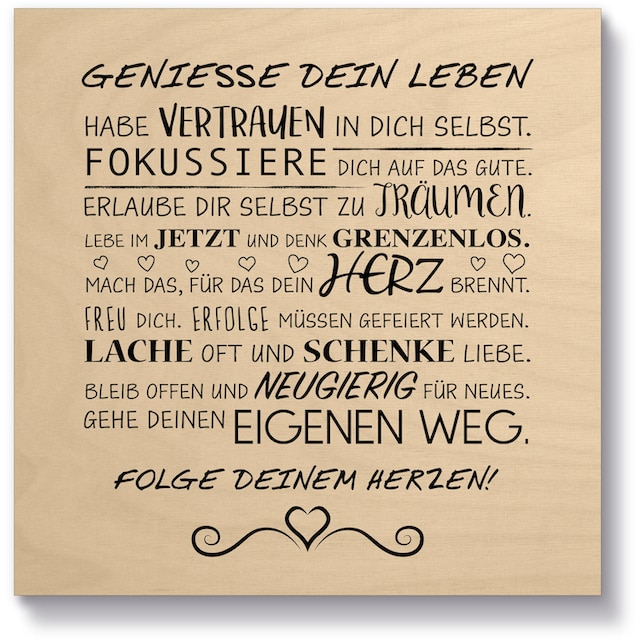 Artland Holzbild »Geniesse dein Leben«, Sprüche & Texte, (1 St.) maintenant