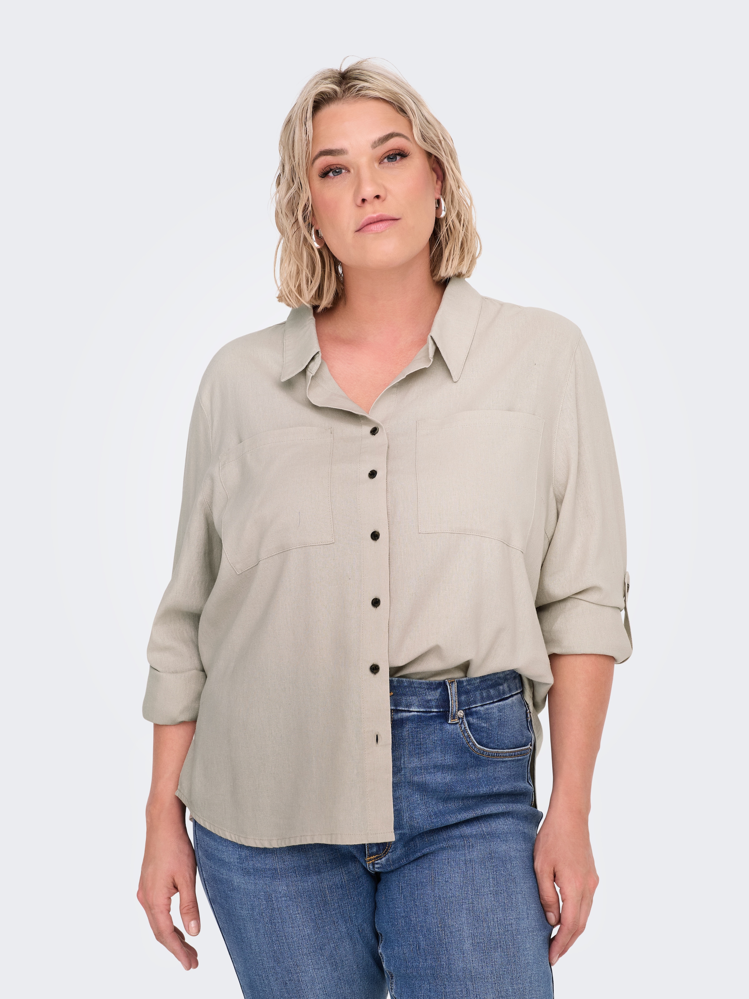 ONLY CARMAKOMA Langarmbluse »CARYASMIN-CARO L/S LINEN SHIRT PNT«