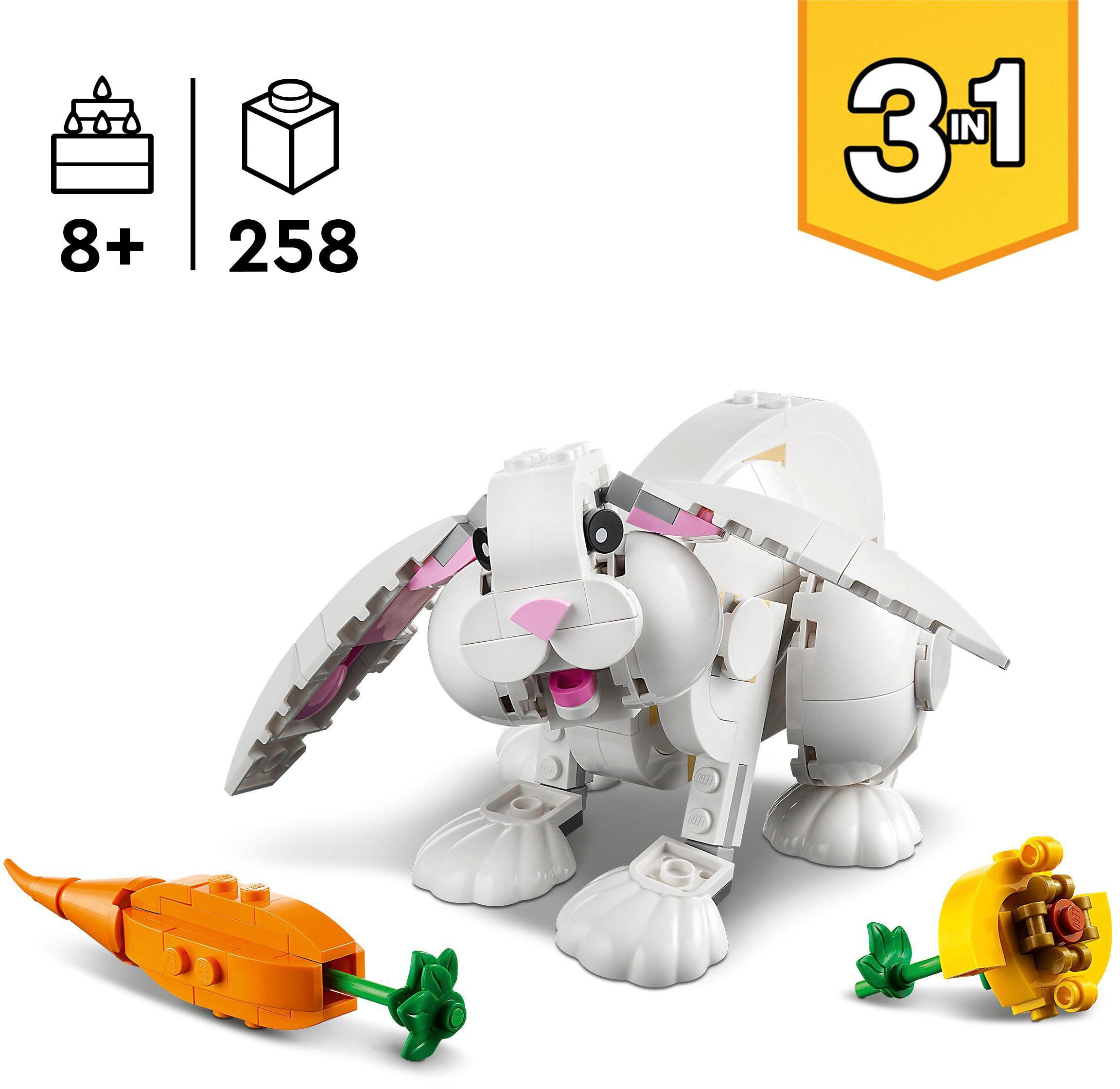 LEGO® Konstruktionsspielsteine »Weisser Hase (31133), LEGO® Creator 3in1«, (258 St.), Made in Europe