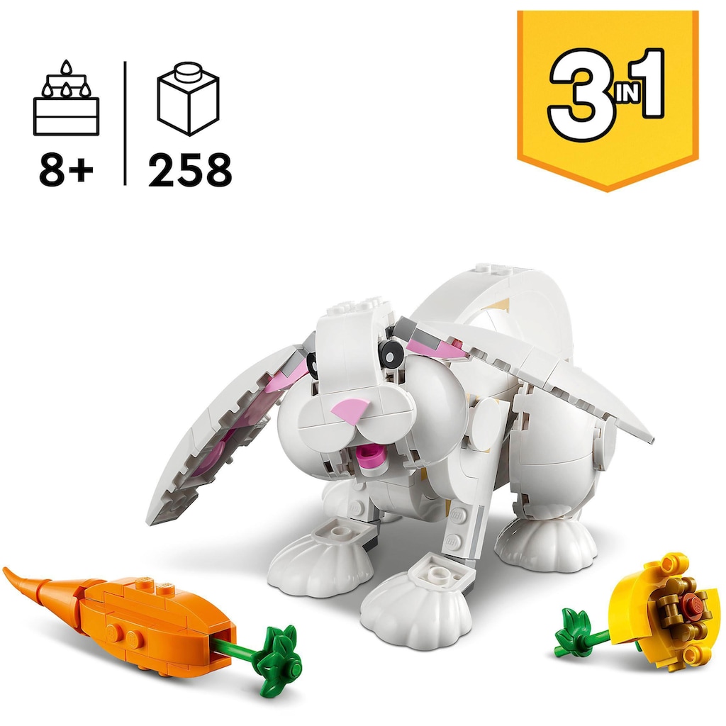 LEGO® Konstruktionsspielsteine »Weisser Hase (31133), LEGO® Creator 3in1«, (258 St.), Made in Europe