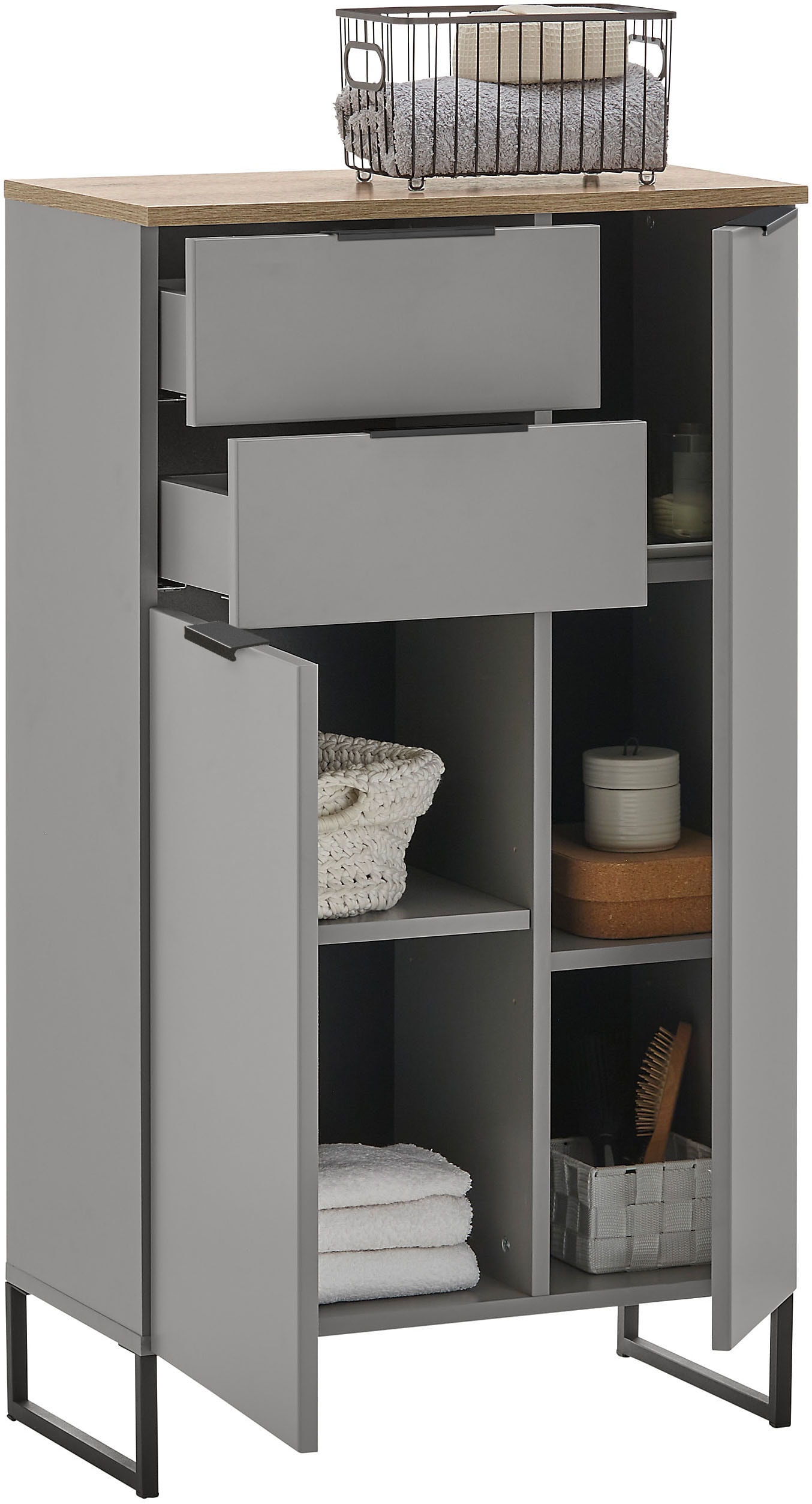 BASIC by Balculina Armoire intermédiaire »Denver Midischrank, Badezimmerschrank BxHxT 60x106x32« 1 cuis tlg. largeur 60 cm, porte montable à gauche/droite, softclose