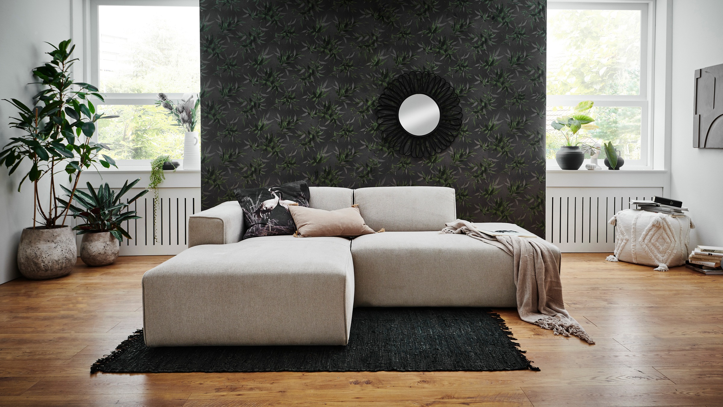 Image of Home affaire Ecksofa "Noord mit Kedernaht, Breite 227 cm, L-Form" Cord, Struktur, Webstoff, mit Wellenunterfederung, Massivholzrahmen