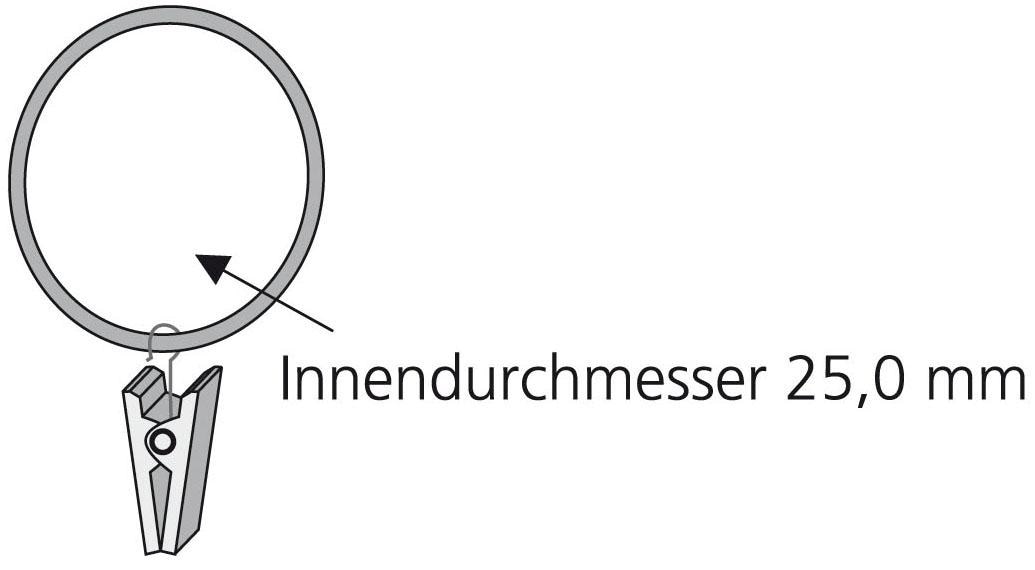 Liedeco Gardinenring, (Set, 10 St., mit Klammern), für Gardinenstangen Ø 16 mm