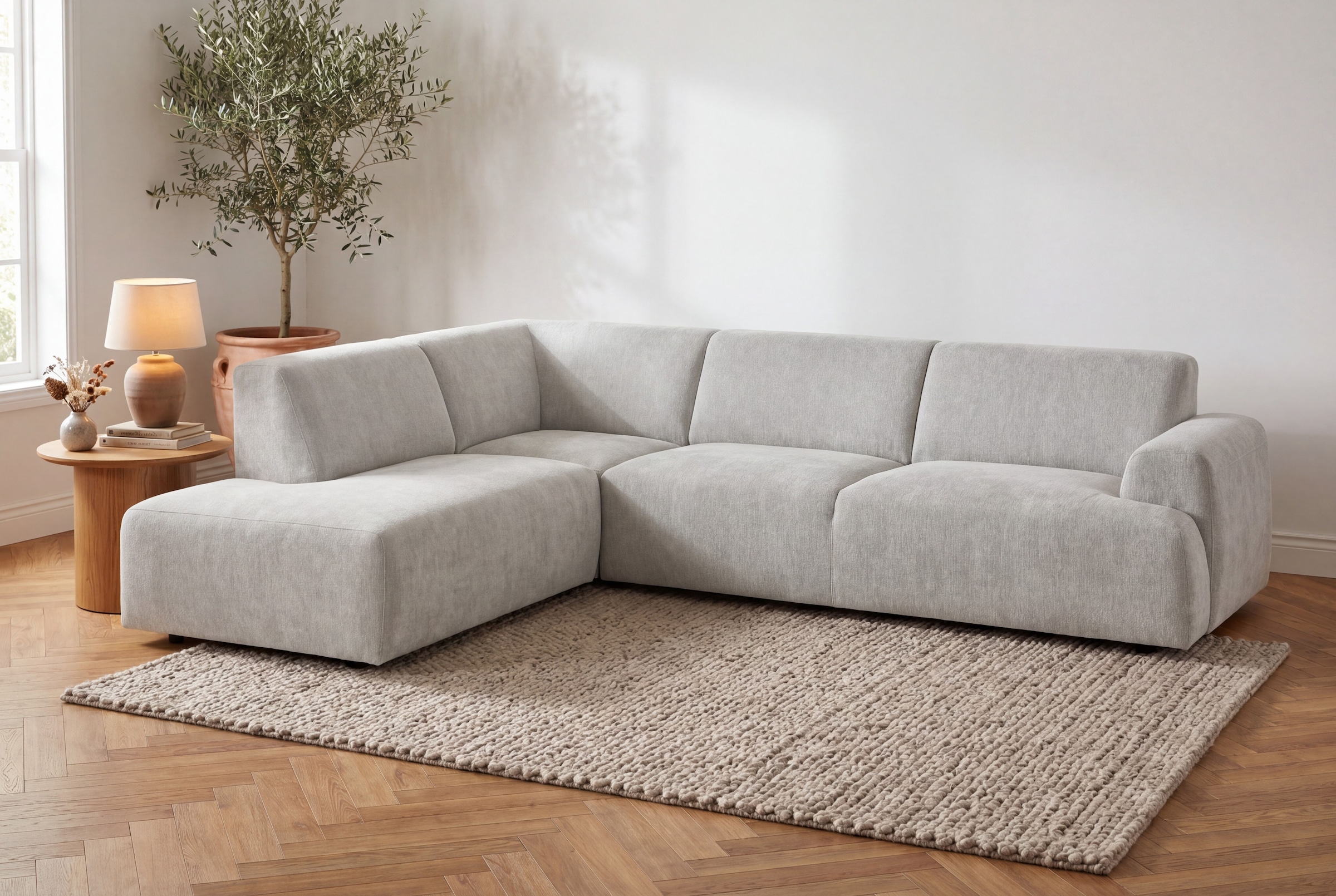 GOODproduct Canapé d'angle »Linkka, Breite 282 cm« forme en L, en tissu chenille doux, avec suspension ondulée