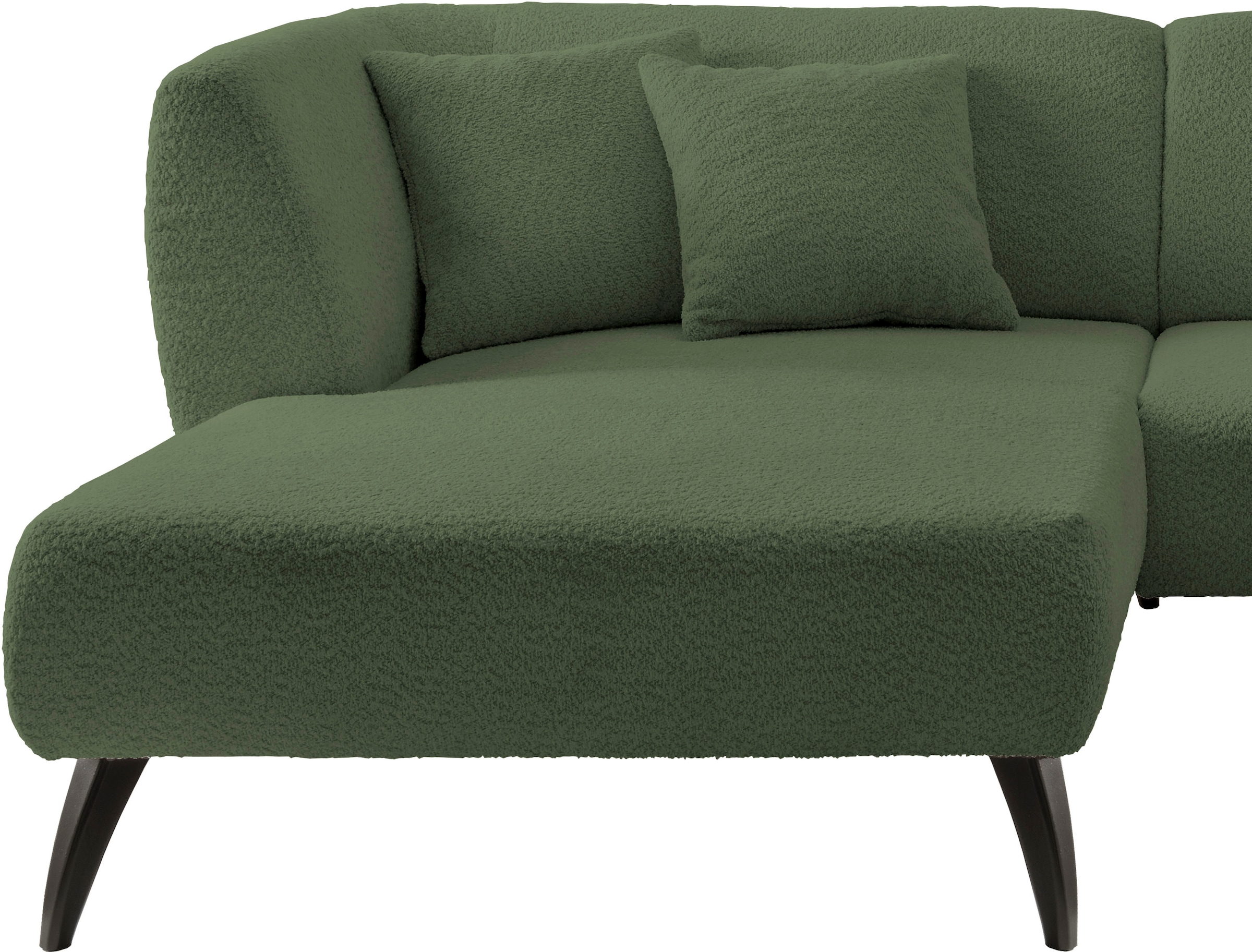 INOSIGN Ecksofa »Colori L-Form«, Holzfussfarbe wählbar, inkl. 4x Zierkissen