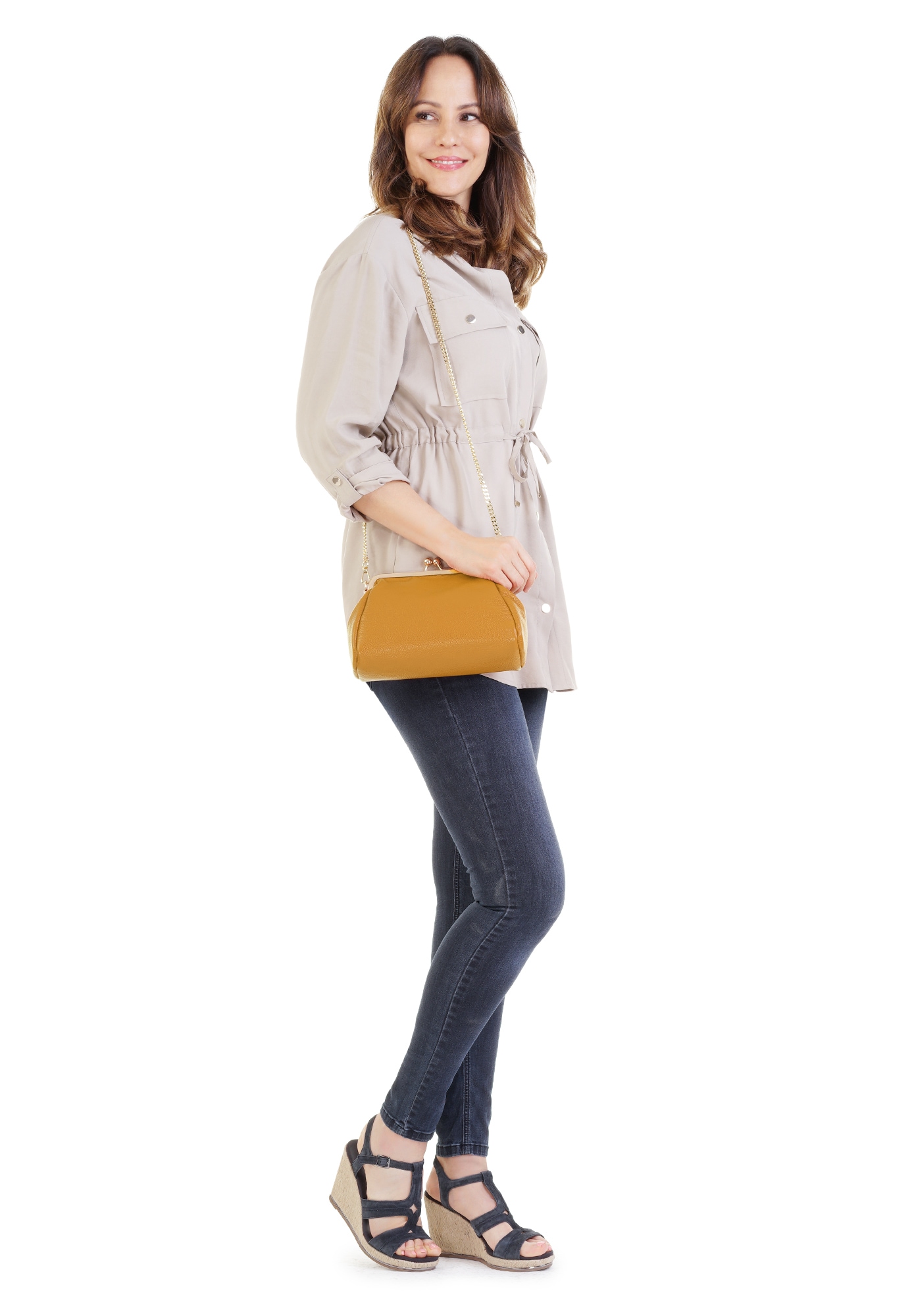 Cluty Abendtasche, echt Leder, Made in Italy