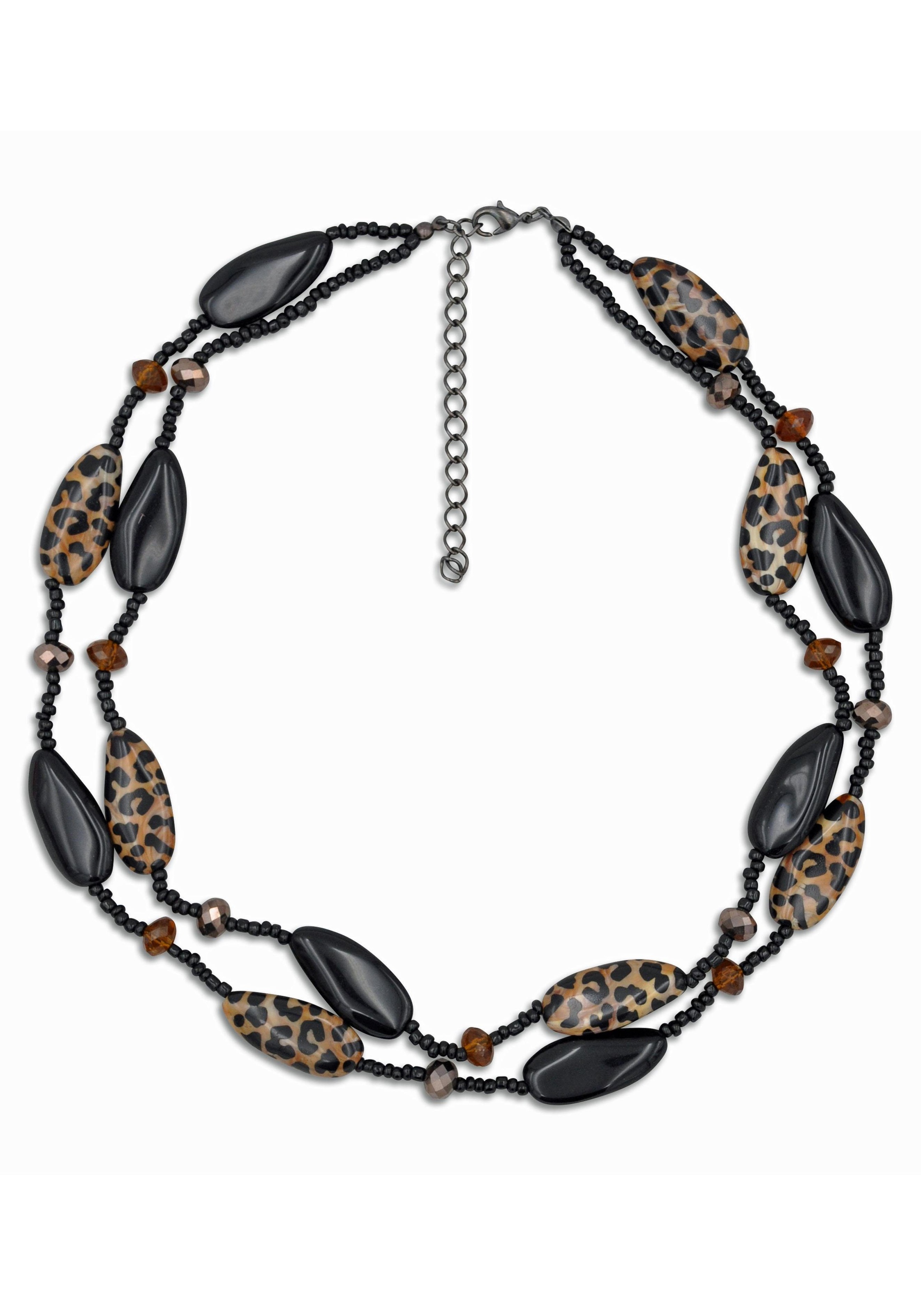 Image of J.Jayz Kette ohne Anhänger »zweireihig mit Elementen in Leoprint-Optik«, mit Glassteinen und Kunststoffsteinen bei Ackermann Versand Schweiz