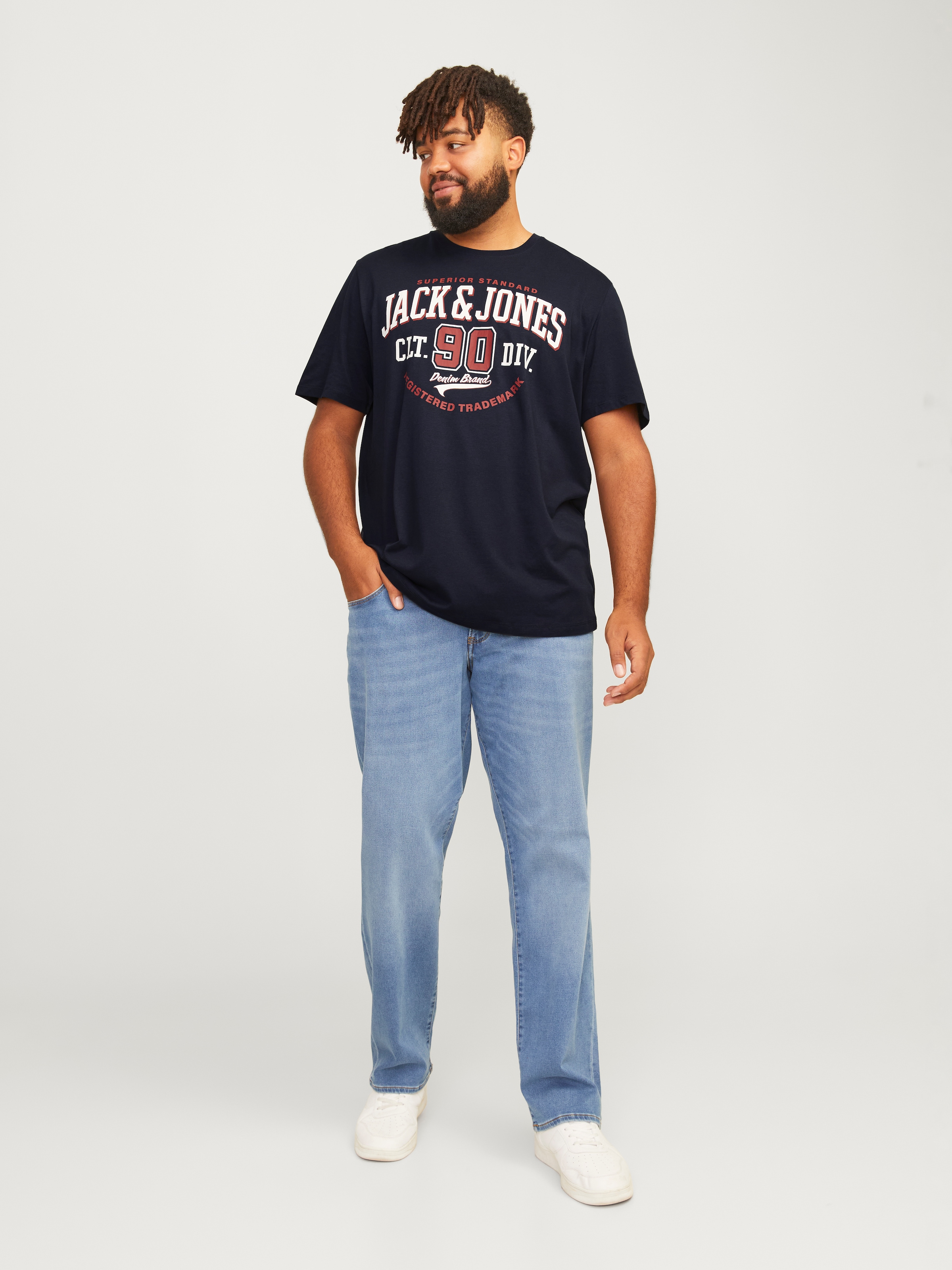 Jack & Jones PlusSize T-Shirt »JJELOGO TEE SS O-NECK 2 COL AW24 S PLS«, mit Frontprint