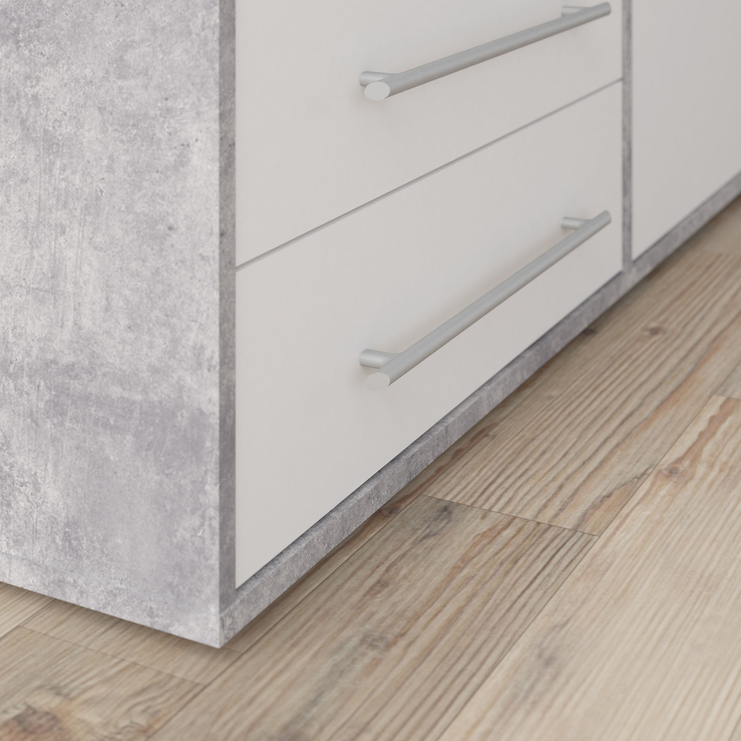 FORTE Drehtürenschrank »Mokkaro, Kleiderschrank,zeitloses Design, 4 türig« viel Stauraum, Schubladen, Stangengriffe, Made in Europe