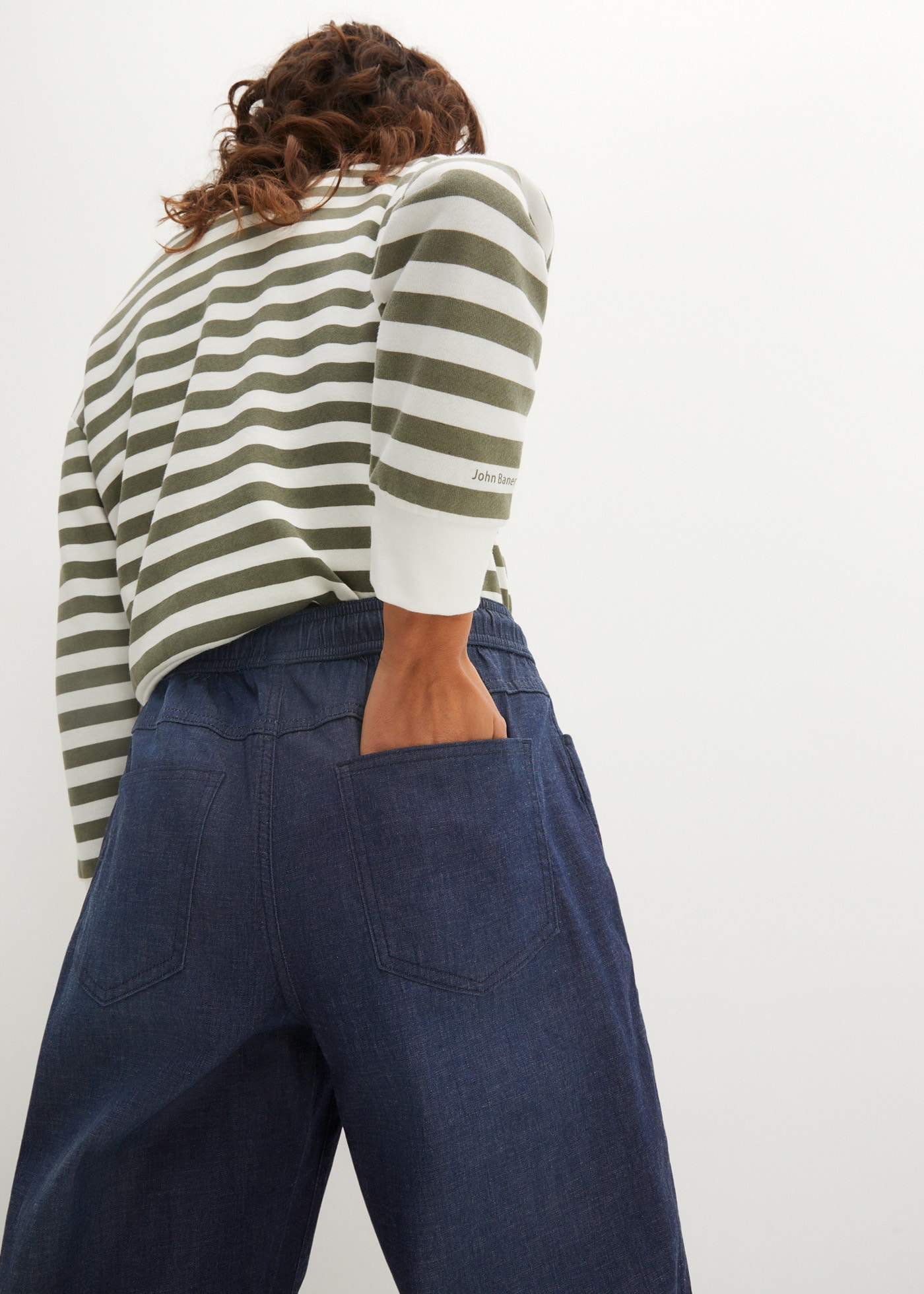 bonprix Schlupfjeans Packung, 2 Stk. lockere loose fit Passform, elastischer Bund mit Kordelzug