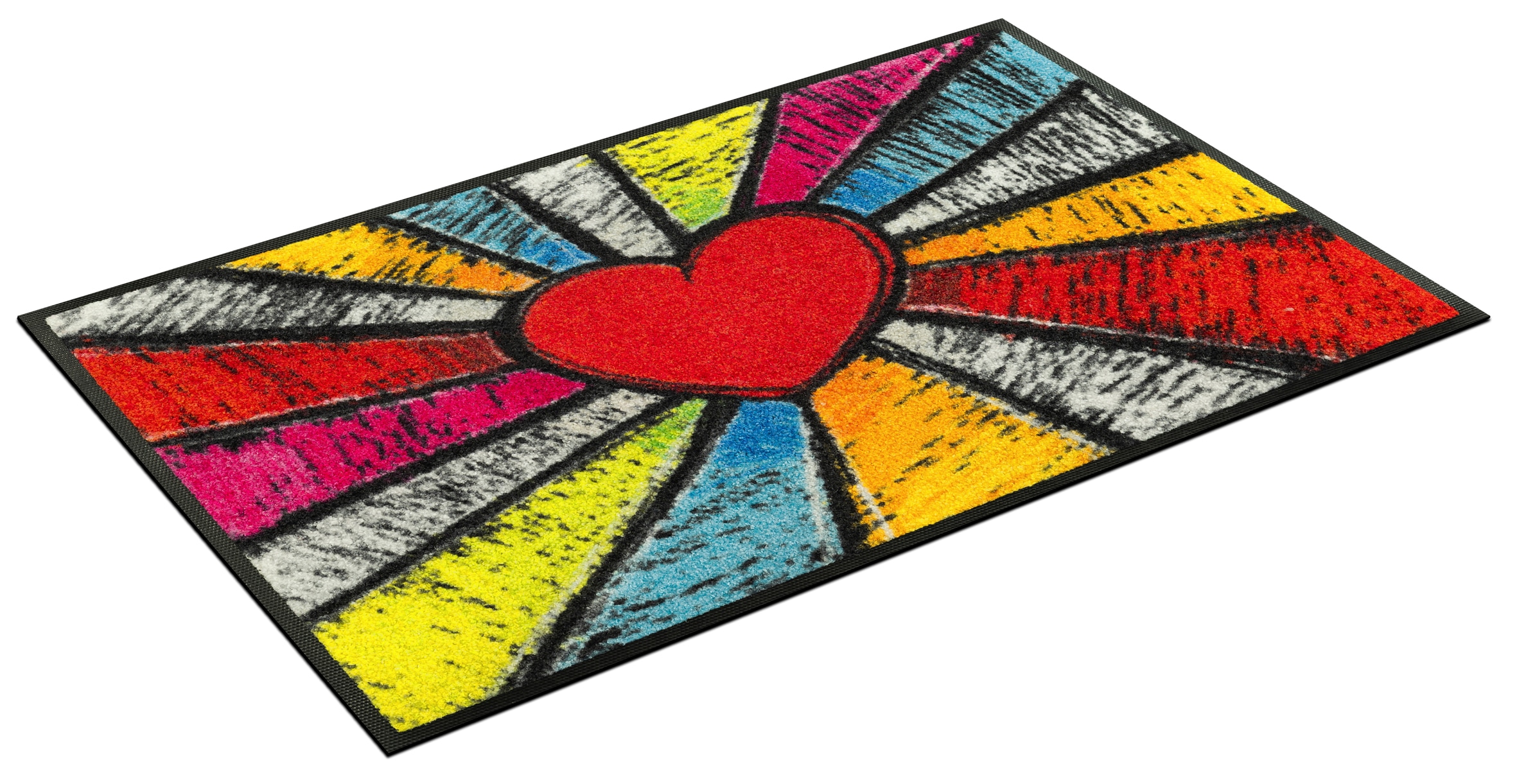 wash+dry by Kleen-Tex Fussmatte »Pop Art Heart« rechteckig 7 mm Höhe