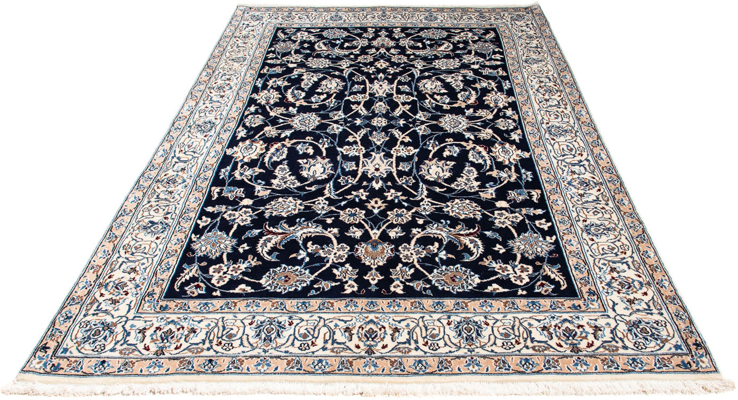Image of morgenland Orientteppich »Perser - Nain - Royal - 231 x 155 cm - dunkelblau«, rechteckig, 10 mm Höhe, Wohnzimmer, Handgeknüpft, Einzelstück mit Zertifikat bei Ackermann Versand Schweiz