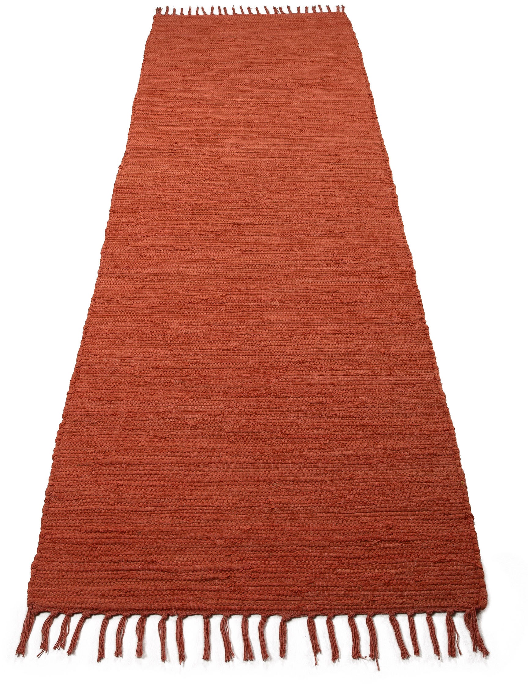 carpetfine Teppich »Kelim Chindi uni, auch als Läufer«, rechteckig, 5 mm Höhe, Wendeteppich, reine Baumwolle, handgewebt, Uni-Farben, mit Fransen