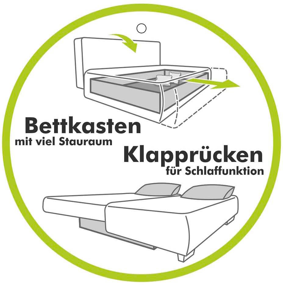 Jockenhöfer Gruppe Ecksofa »Boomer L-Form, B: 236 cm« mit Bettfunktion, Bettkasten & Zierkissen, 2 separate Liegeflächen
